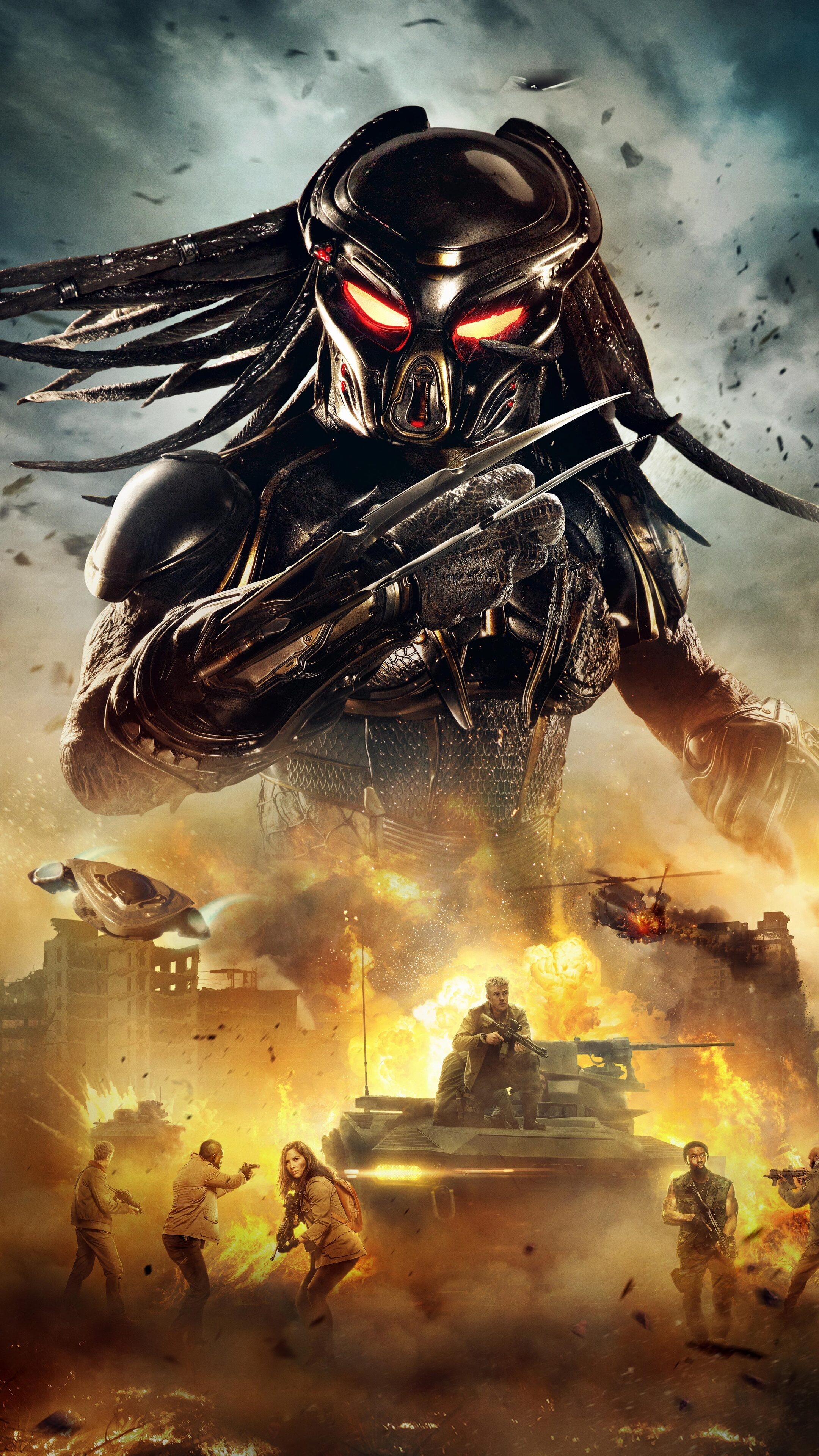 Predator: A 2018 film directed and co-written by Shane Black and Fred Dekke. 2160x3840 4K Background.