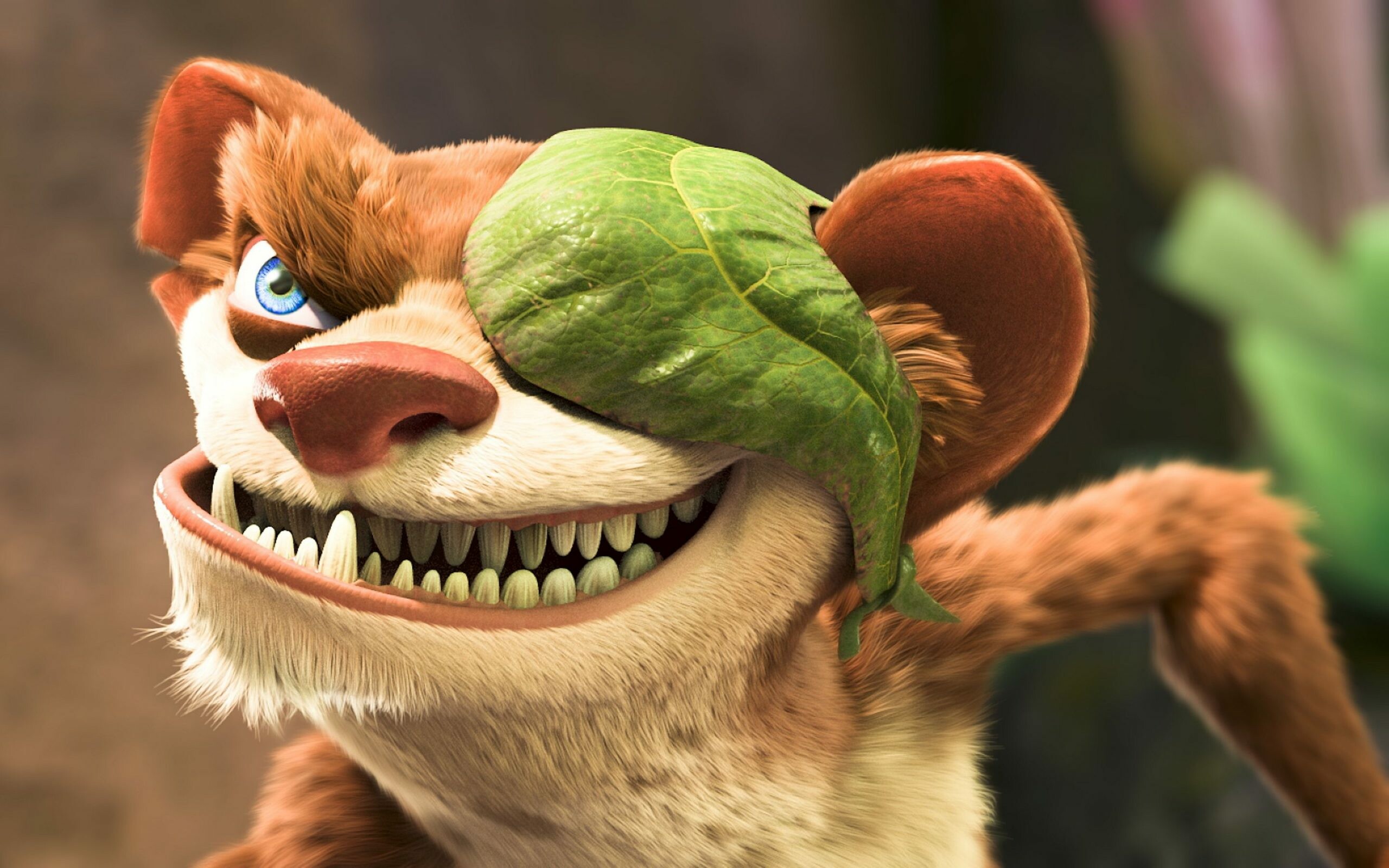 Ice Age: Adventures of Buck Wild: Buckminster "Buck" Wild, missing his right eye and wears a leaf as an impromptu eyepatch. 2560x1600 HD Wallpaper.