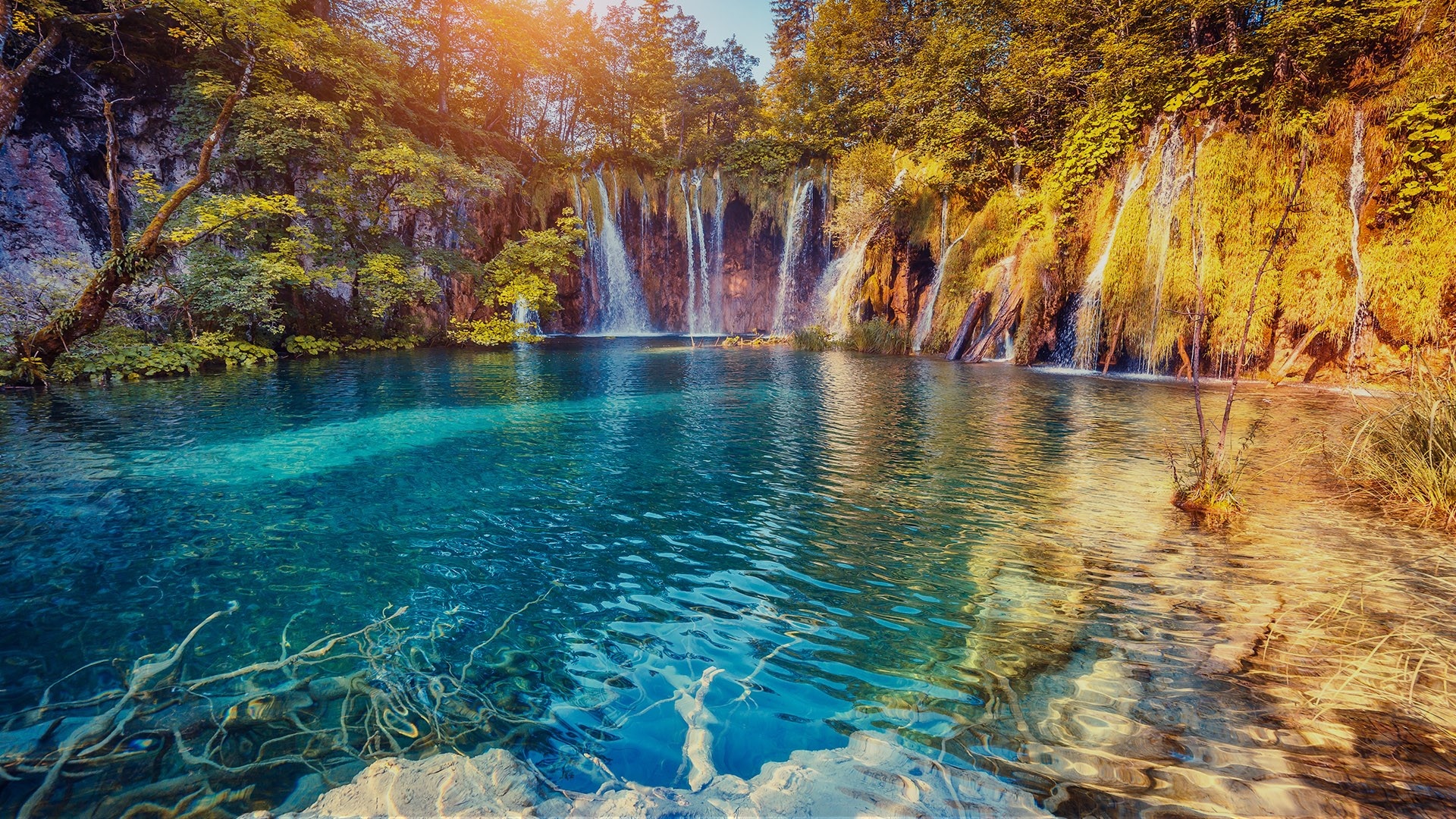 Plitvice Lakes National Park, Nature landscape, Waterfall, Croatia, 1920x1080 Full HD Desktop