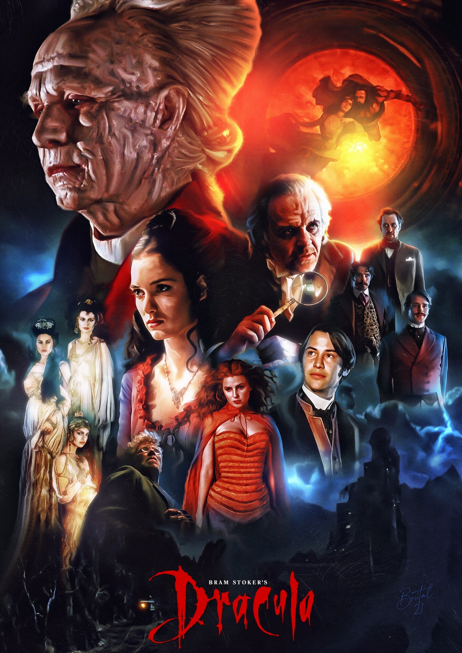 Bram Stoker's Dracula, Classic film poster, Gothic aesthetics, Artistic representation, 1500x2130 HD Phone