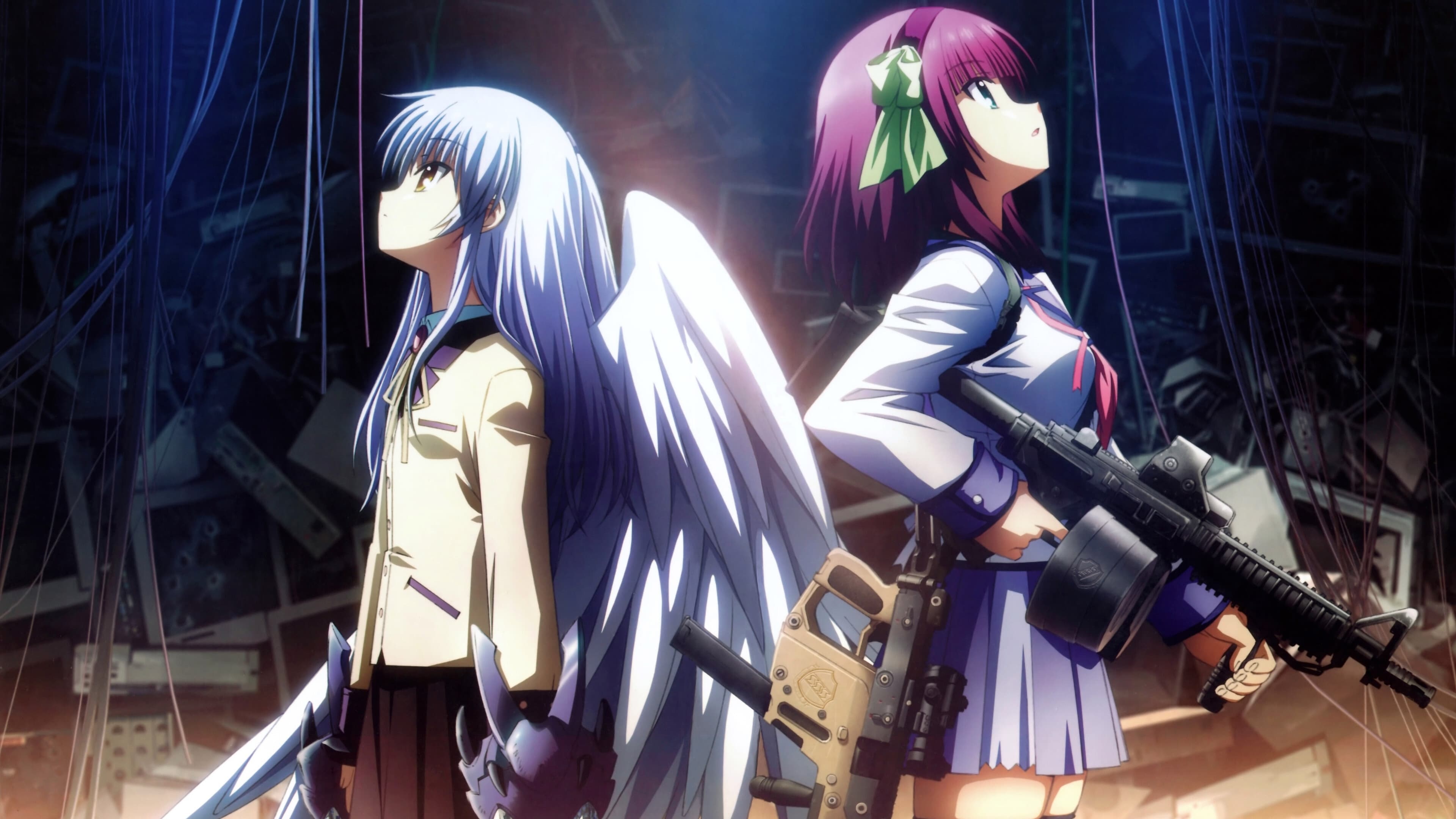 Angel Beats! (Anime): Monstrous defense mechanisms, Angel from God. 3840x2160 4K Wallpaper.