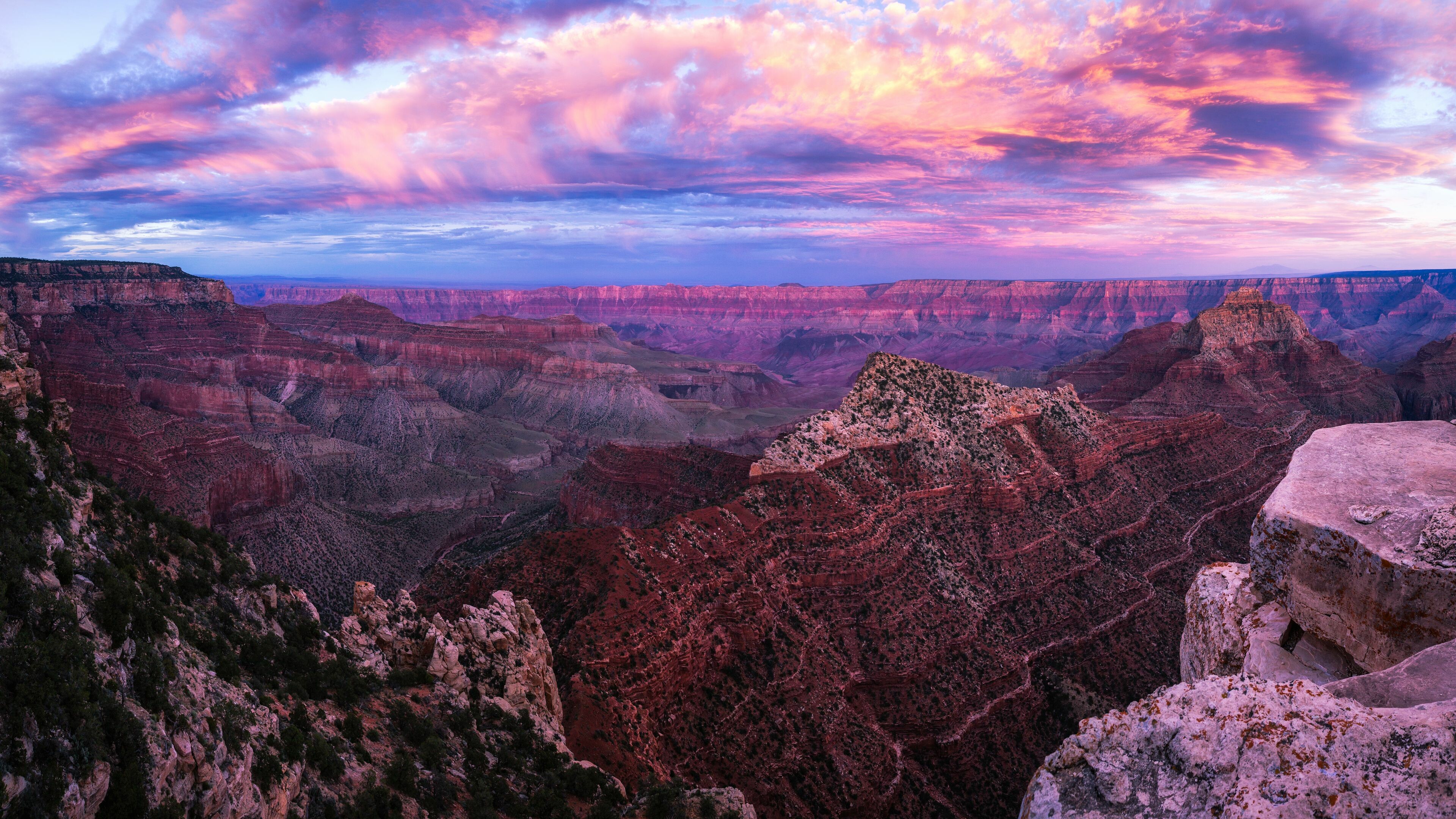 Grand Canyon: A steep-sided canyon carved by the Colorado River in Arizona, United States. 3840x2160 4K Wallpaper.