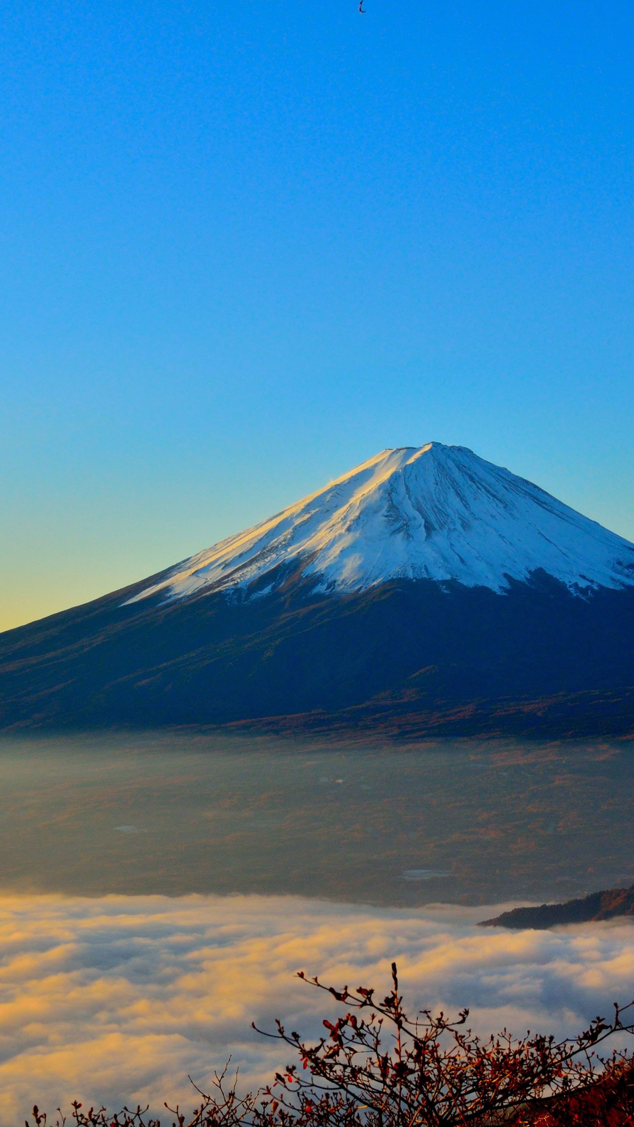 Sunrise over Mt. Fuji, Breathtaking wallpaper, Serene beauty, Peaceful landscape, 2160x3840 4K Handy