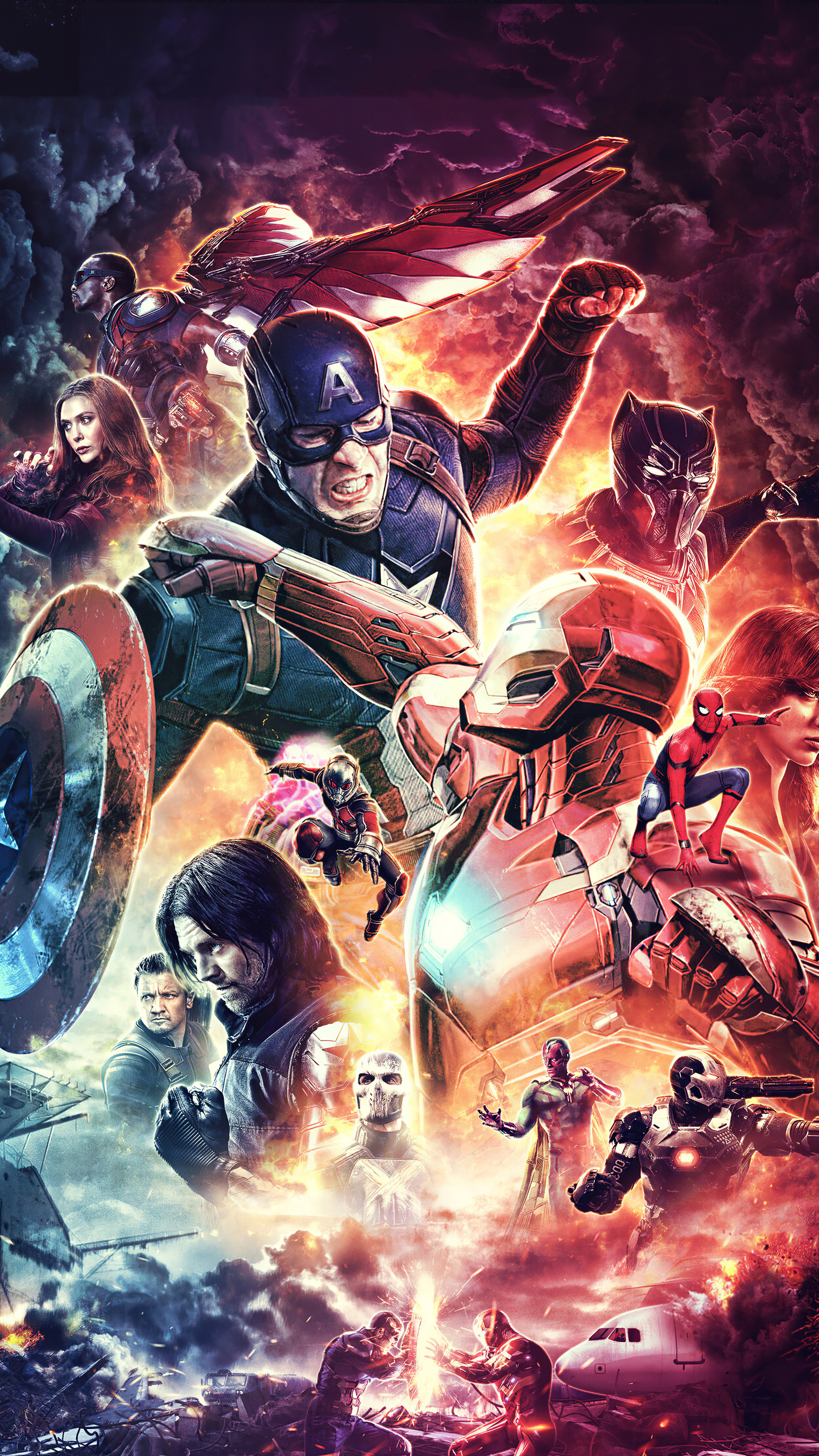Captain America: Civil War, 4K poster, Epic battle, 2160x3840 4K Handy