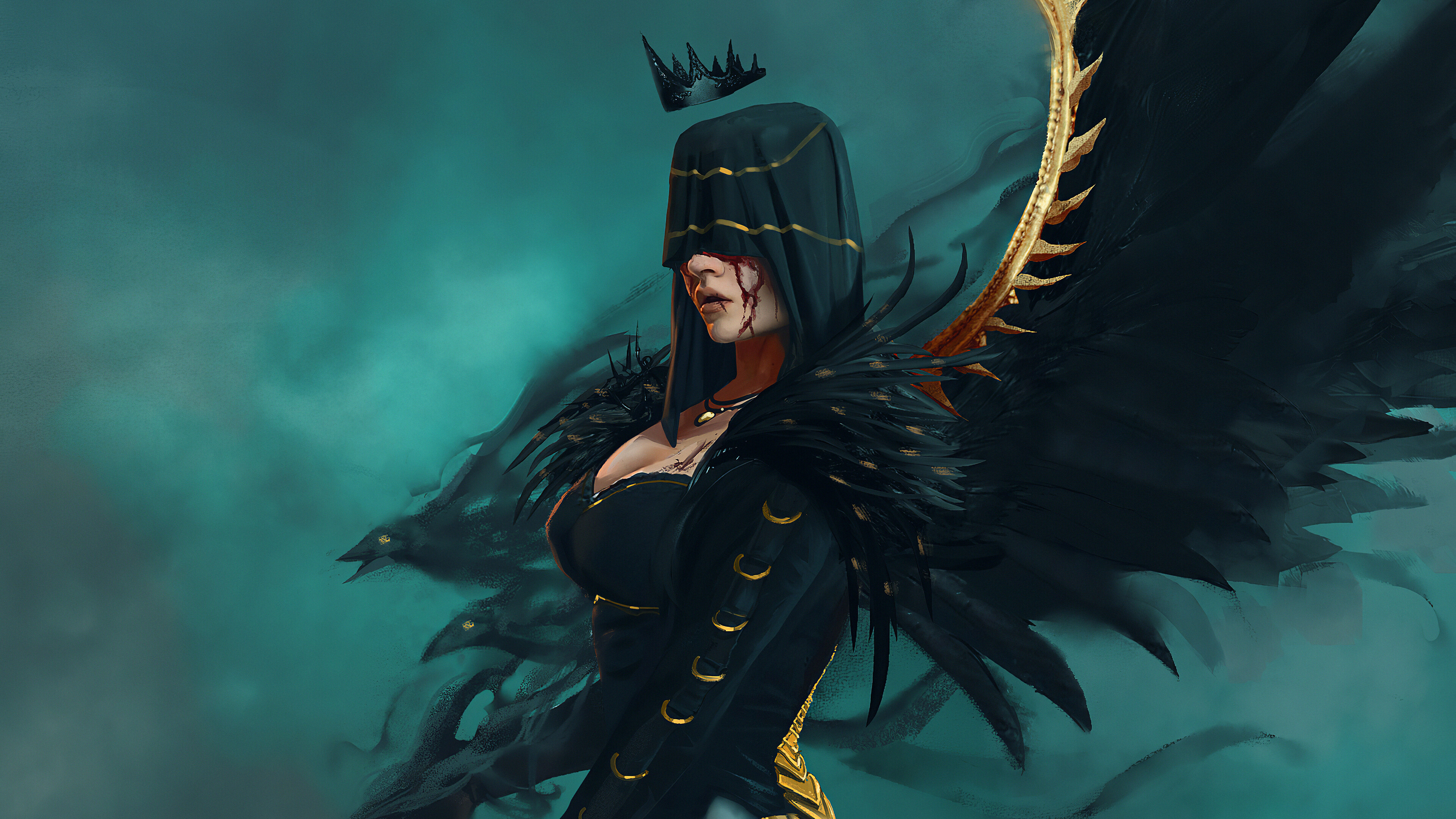 Witch: Crow wizard, Malignant supernatural powers. 3840x2160 4K Background.
