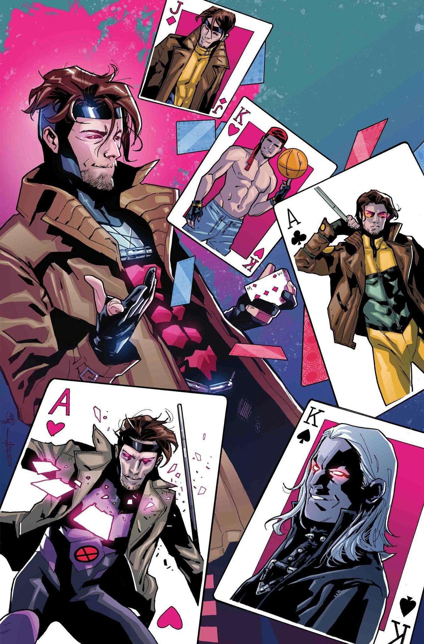 Gambit, Marvel Comics, Fan-made wallpaper, Dynamic duo, 1350x2050 HD Phone