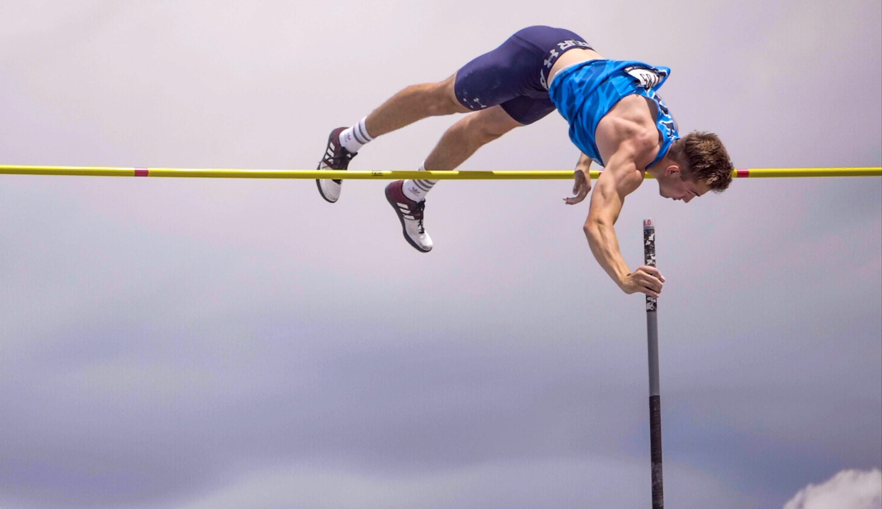 Pole Vaulting: 2018-2019 N-G Preps Year, A leap for height over a horizontal bar in a track and field contest. 2960x1710 HD Wallpaper.