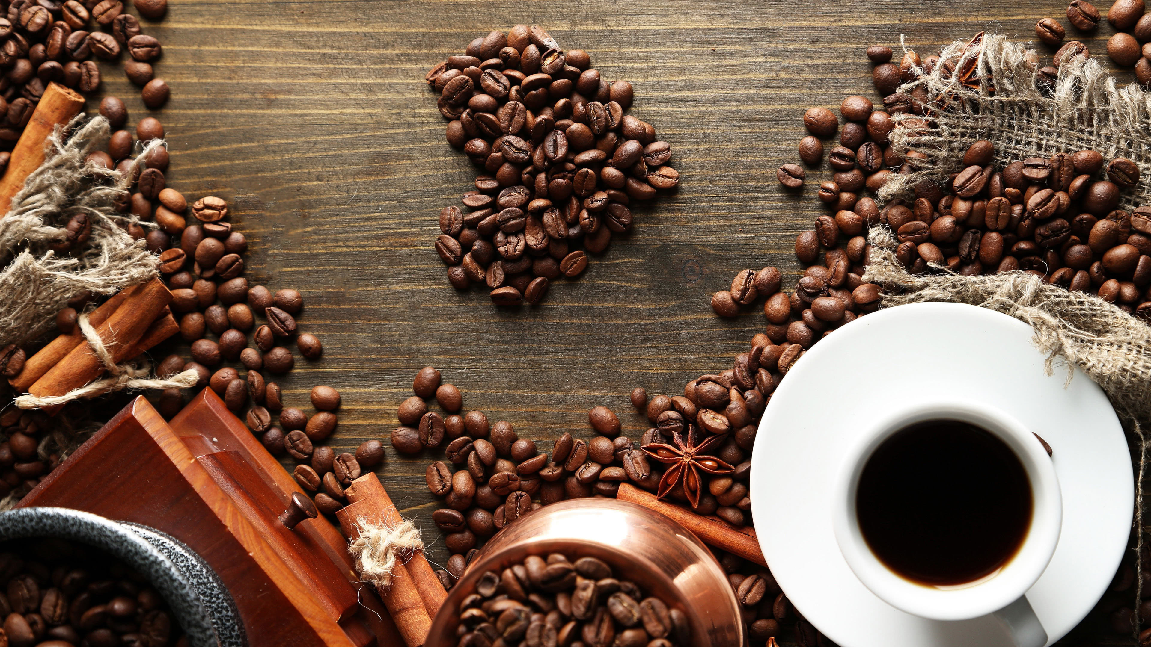 Coffee: The berries harvested from species of Coffea plants, Beans. 3840x2160 4K Wallpaper.