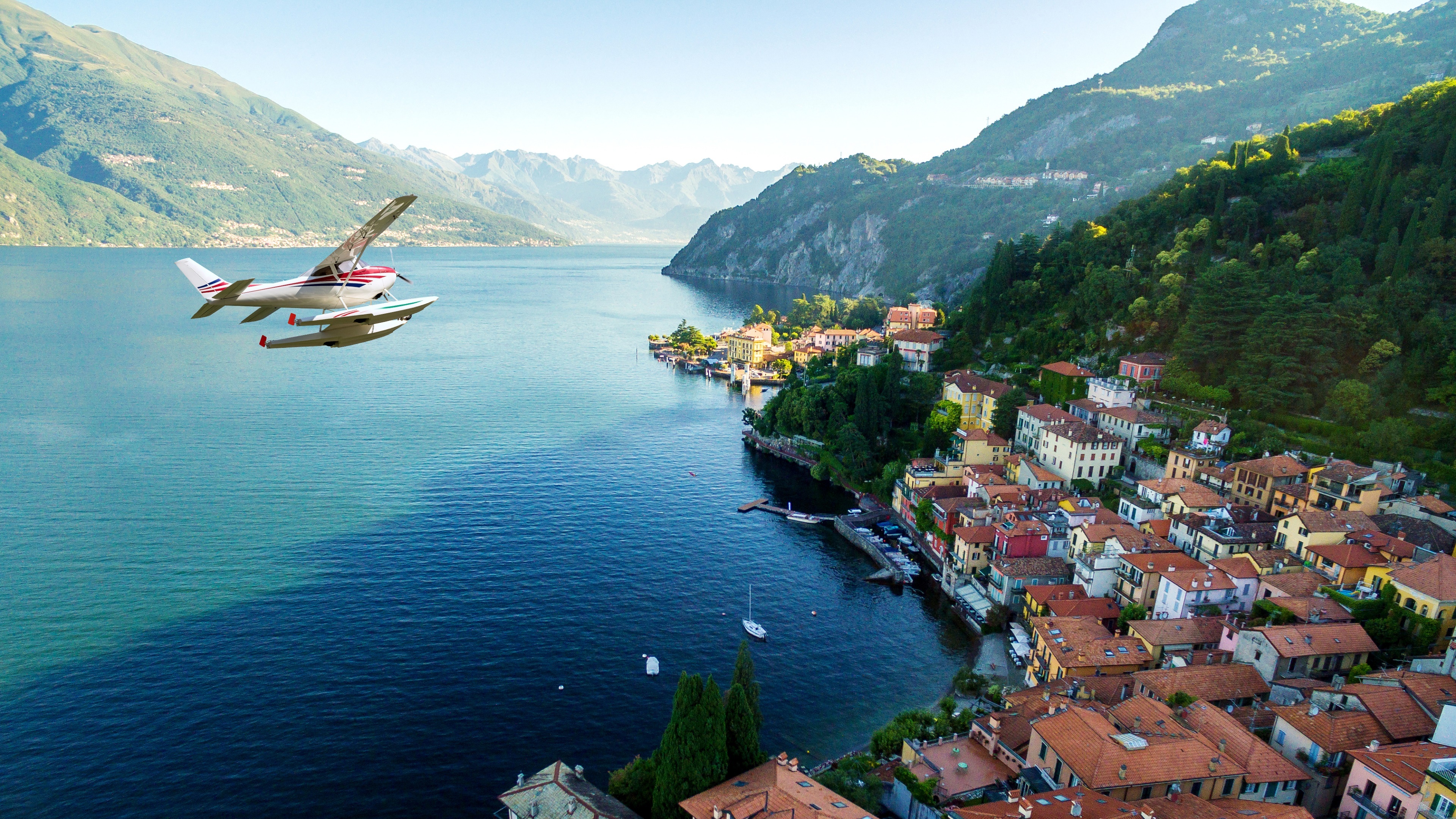 Seaplane, Varenna, Lake Como, 3840x2160 4K Desktop
