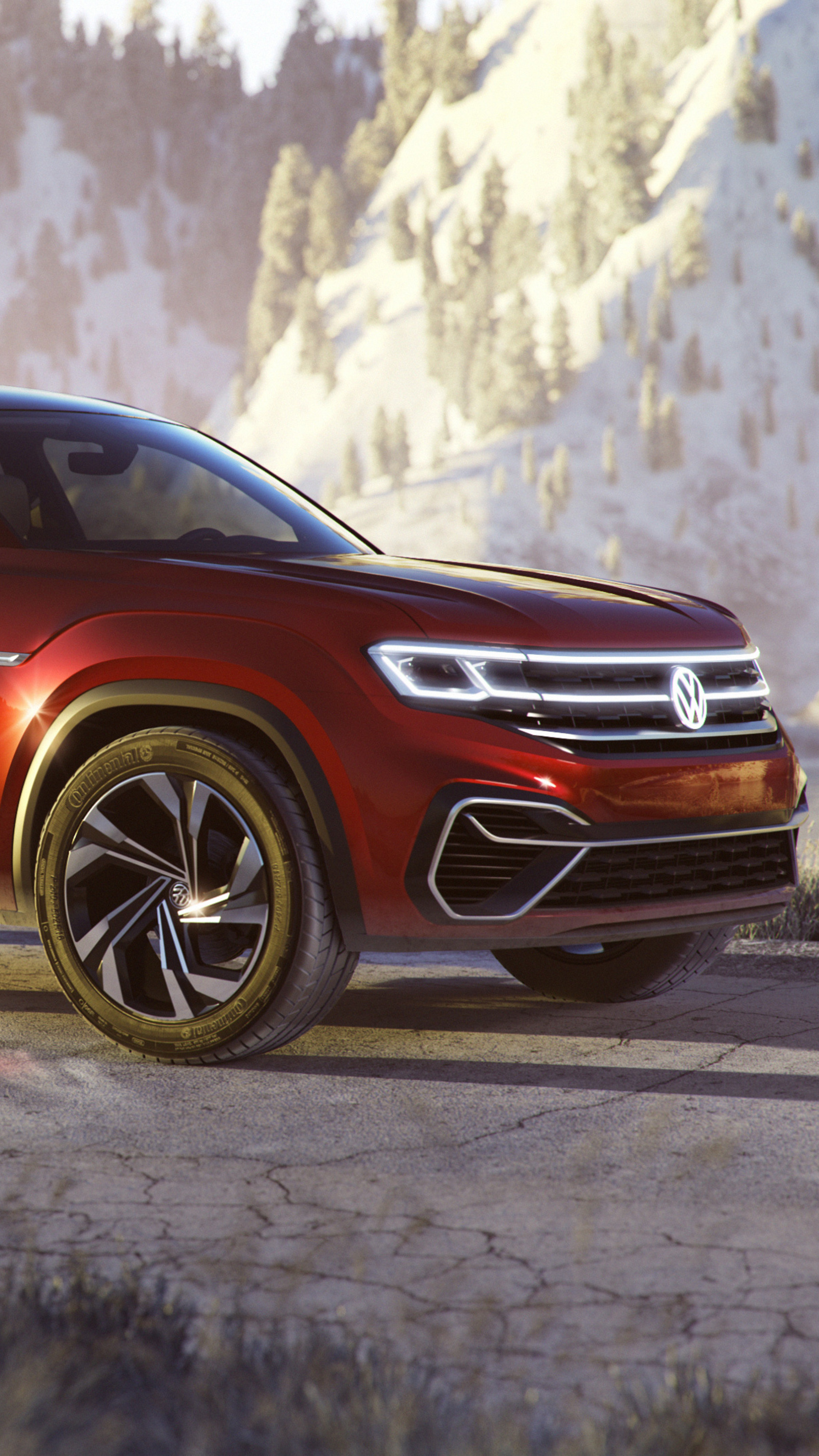 Volkswagen Atlas Cross Sport Concept, 2018 edition, Side view, 2160x3840 4K Phone