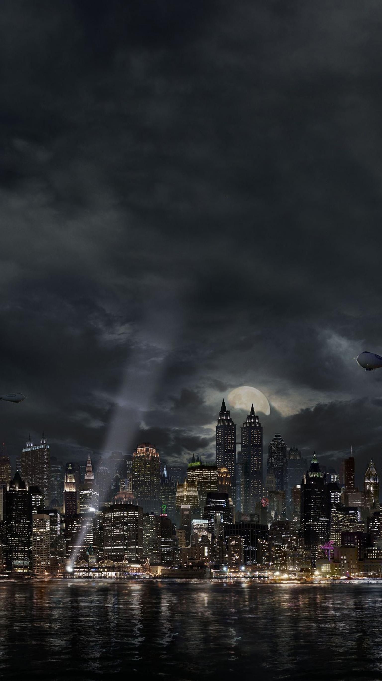 Gotham City, Phone wallpaper, Dark skyline, 1540x2740 HD Handy