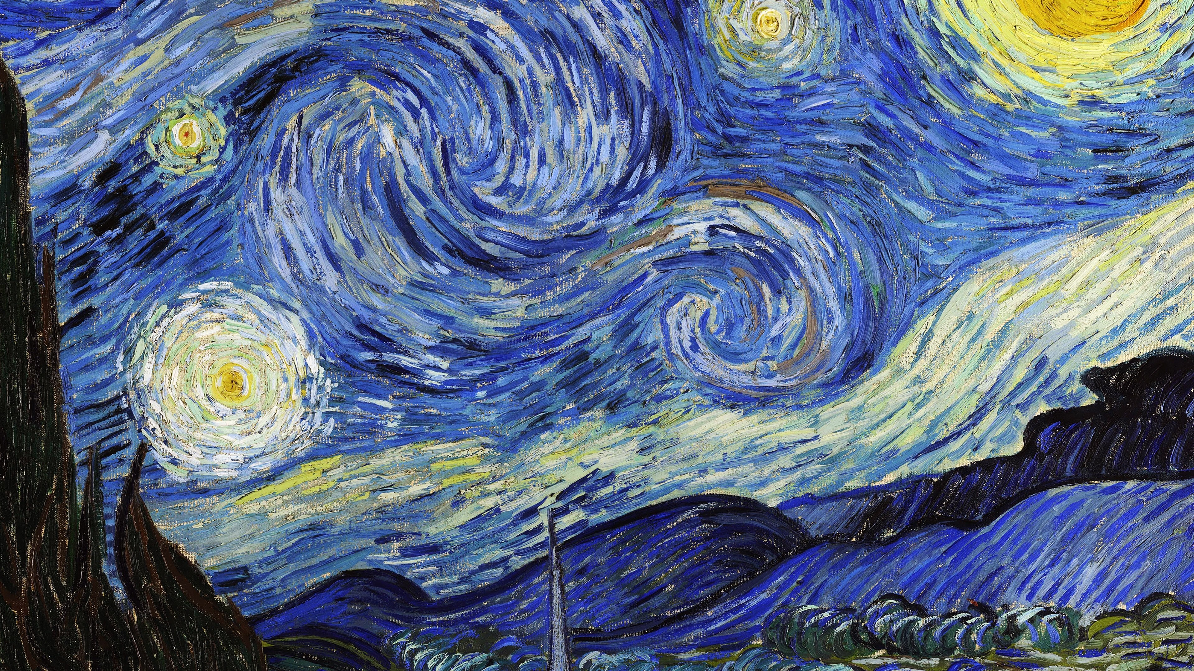 The Starry Night, desktop wallpapers, personal customization, digital art, 3840x2160 4K Desktop