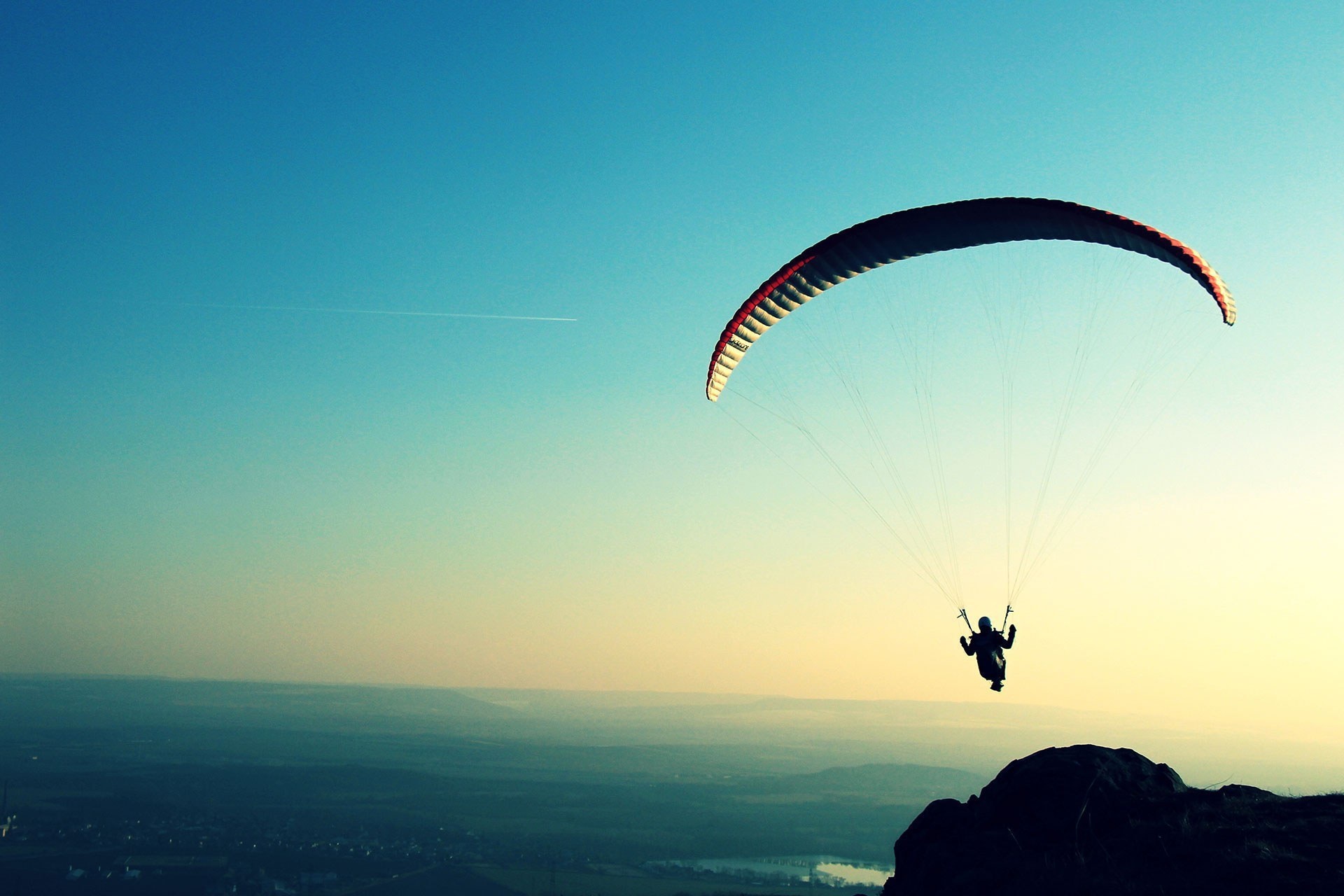 Paragliding: Operated parachute flying in Switzerland, Windsports, Extreme sport. 1920x1280 HD Background.