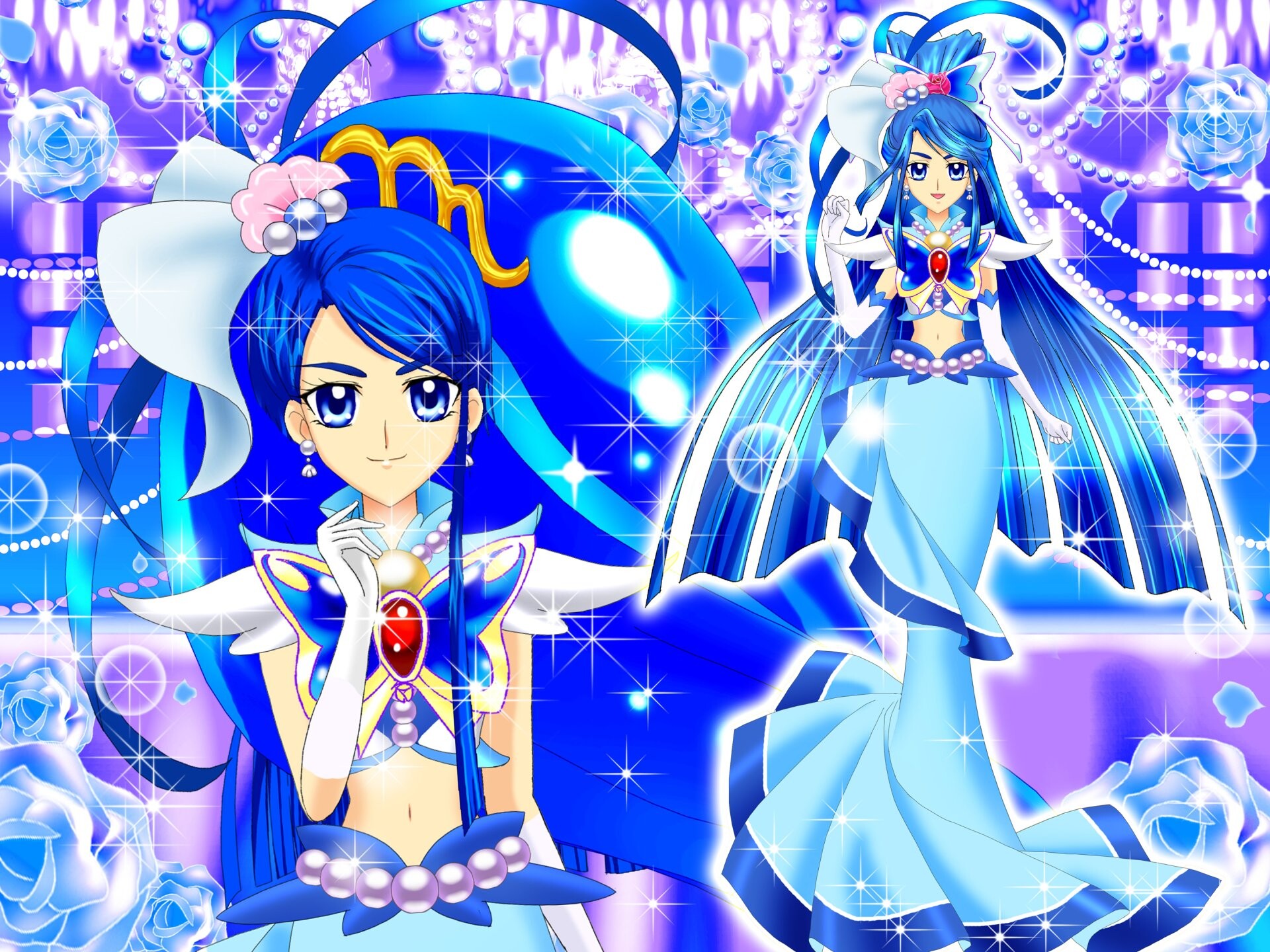 Glitter Force: Cure Aqua, Rainbow Jewel, English dub of the 2012 Japanese anime Smile Pretty Cure. 1920x1440 HD Wallpaper.