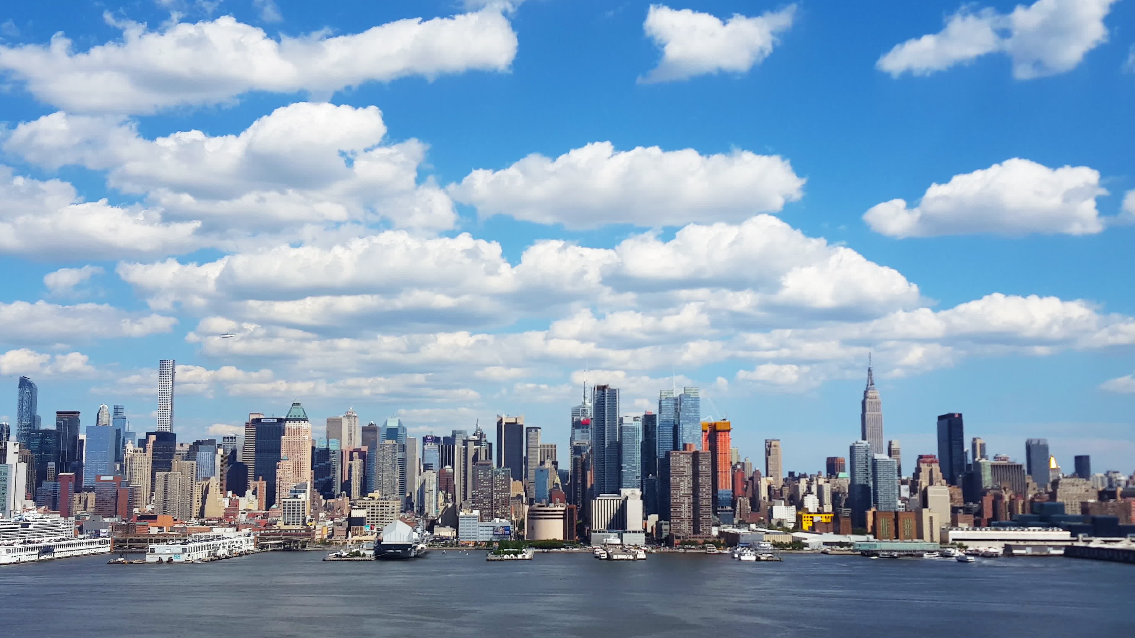 New York City Skyline, Clouds, HD 4K Stock Video, 3840x2160 4K Desktop