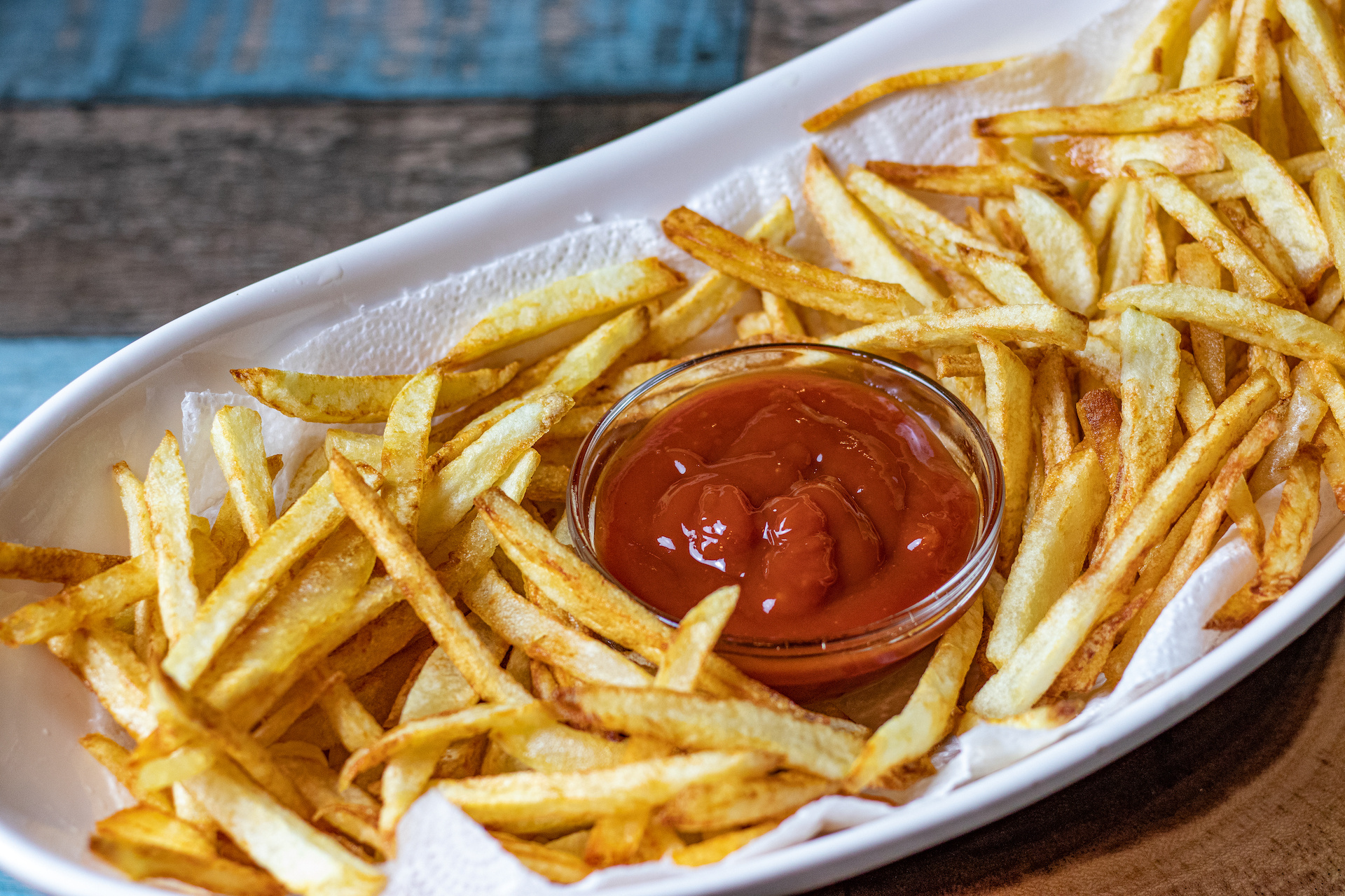 French Fries: Served hot and accompanied by ketchup, mayonnaise, mustard. 1920x1280 HD Wallpaper.