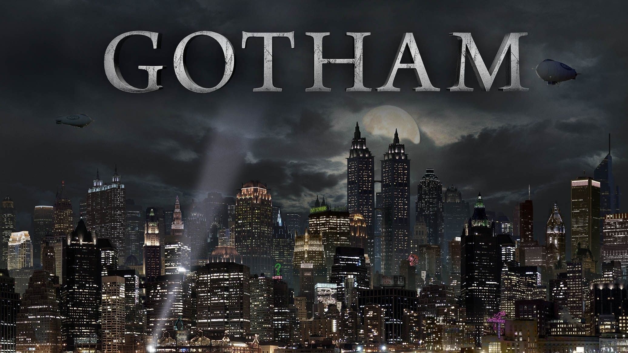 Gotham City, High-definition wallpaper, Urban metropolis, Nighttime cityscape, 2080x1170 HD Desktop