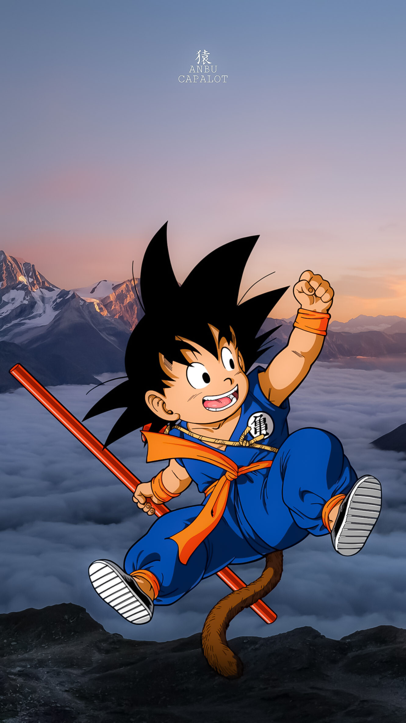 Goku: Kid Goku, An eccentric, monkey-tailed boy, Manga, Japanese comics and graphic novels. 1340x2370 HD Background.