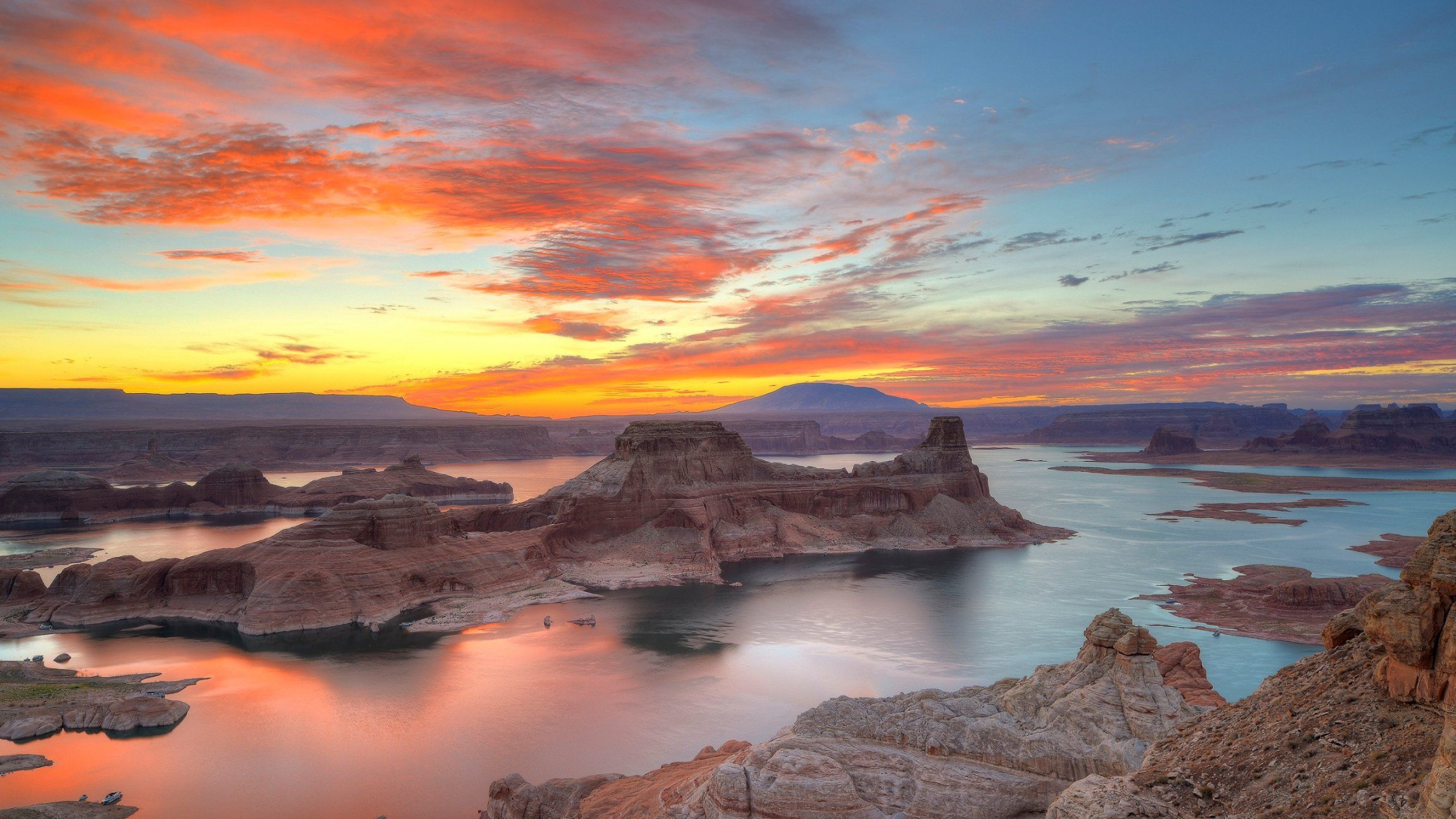 Lake Powell, Travels, sunset wallpaper, 2560x1440 HD Desktop