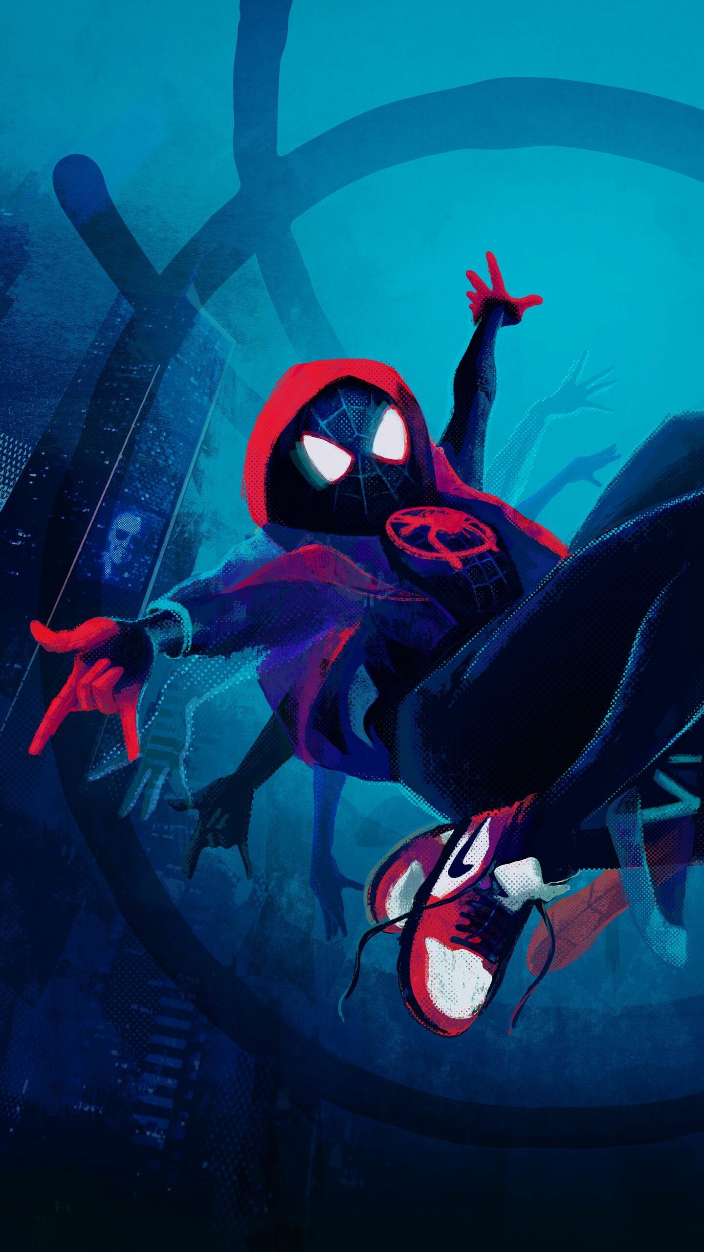 Spider-Man: Into the Spider-Verse: Miles Morales, able to produce electricity through his hands to shock his enemies. 1440x2560 HD Wallpaper.