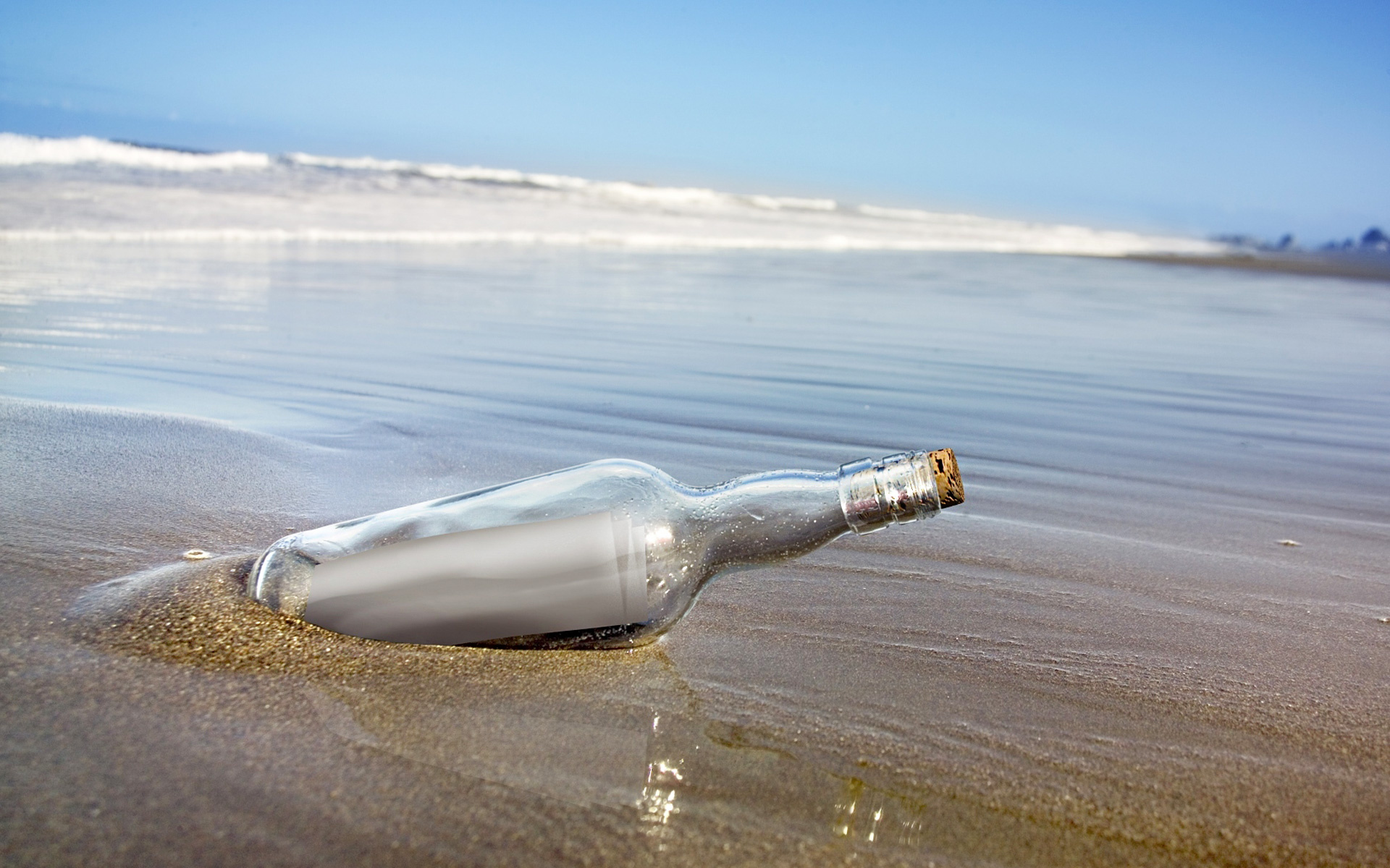 Message in a Bottle: The idea of the letter being carried by the ocean currents and potentially reaching someone far away. 1920x1200 HD Wallpaper.