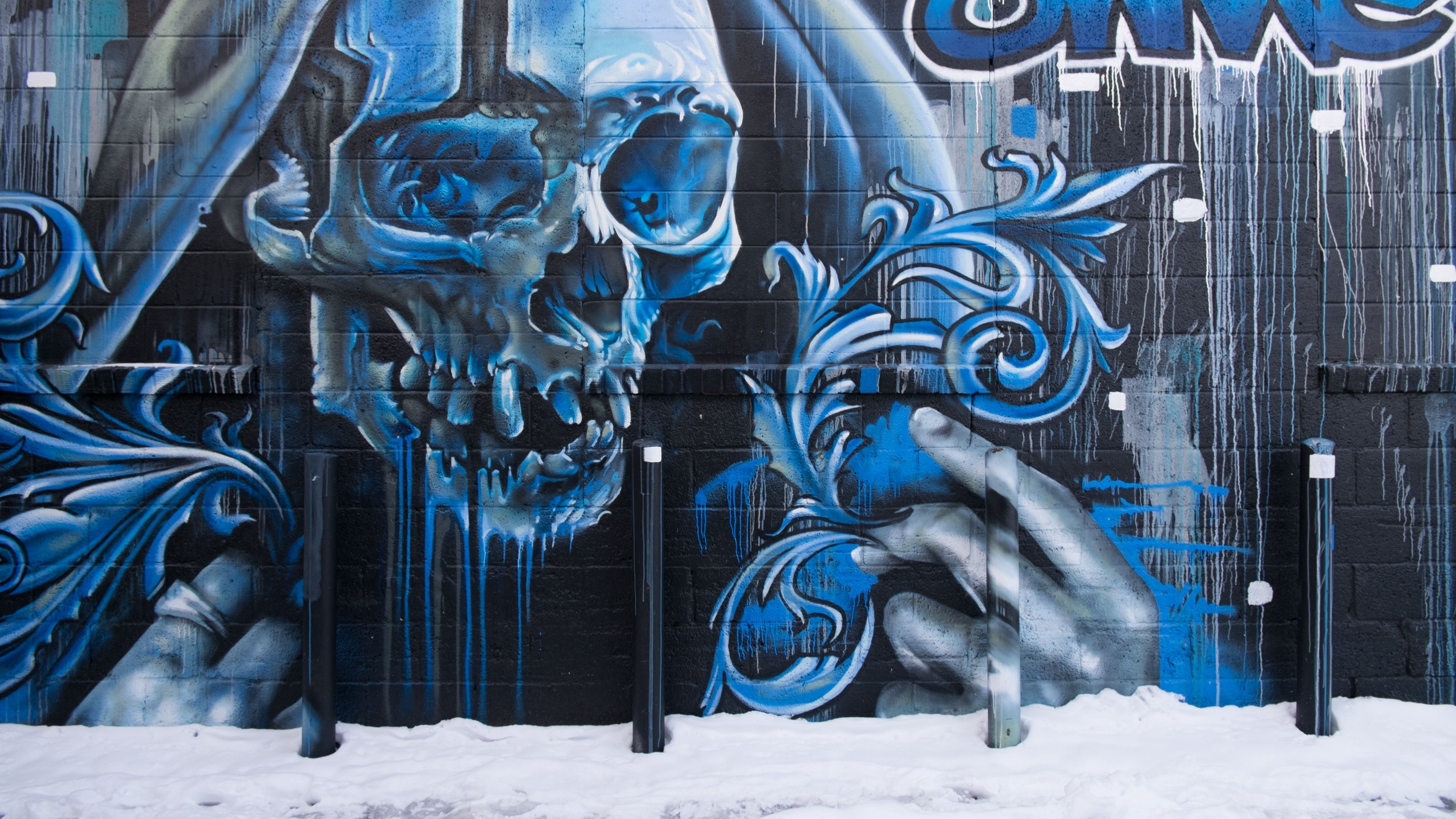 Skull Graffiti, Street Art Wallpaper, 3840x2160 4K Desktop