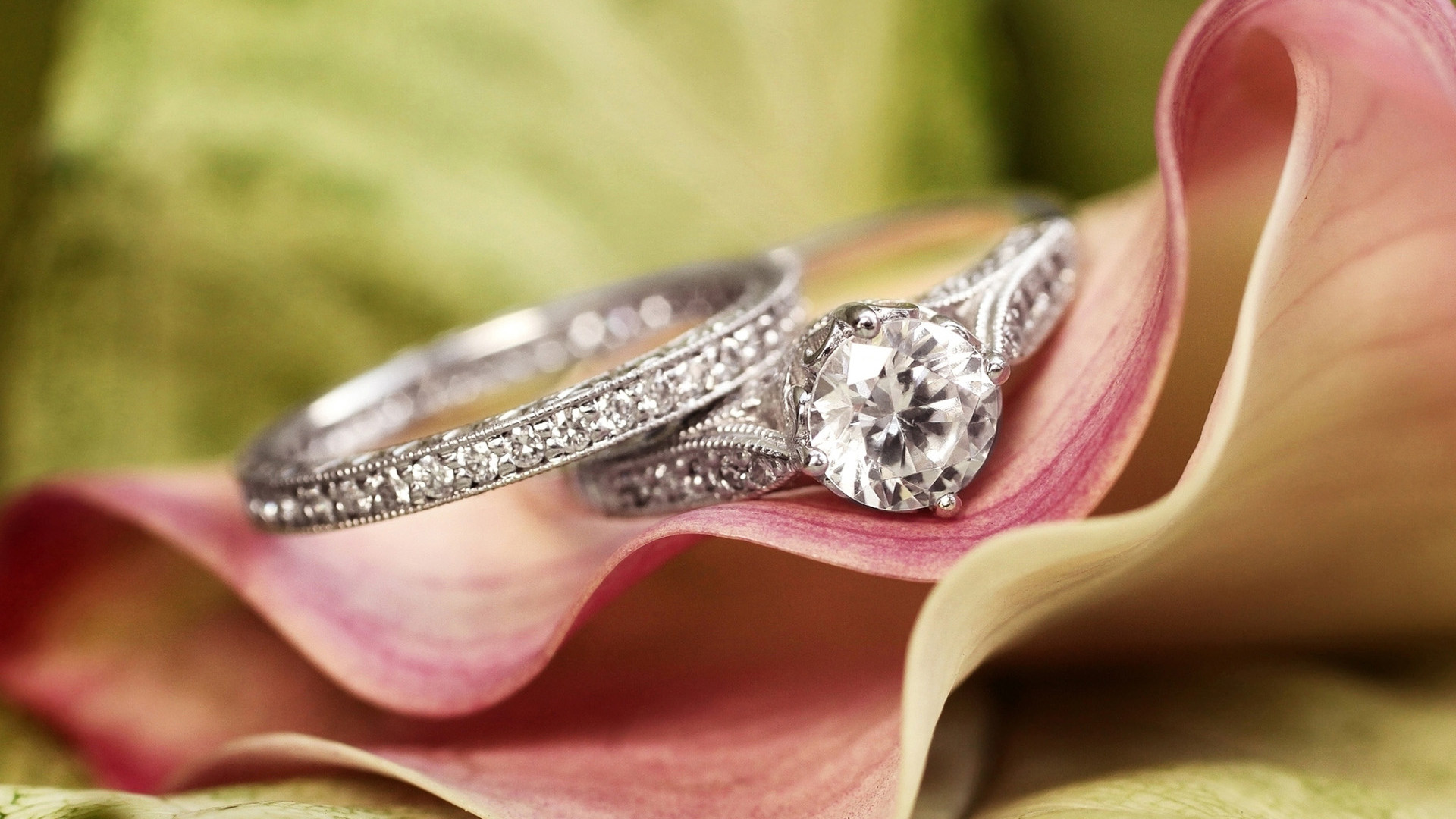 Engagement rings, Diamond sparkles, Wedding bliss, Widescreen wallpaper, 1920x1080 Full HD Desktop