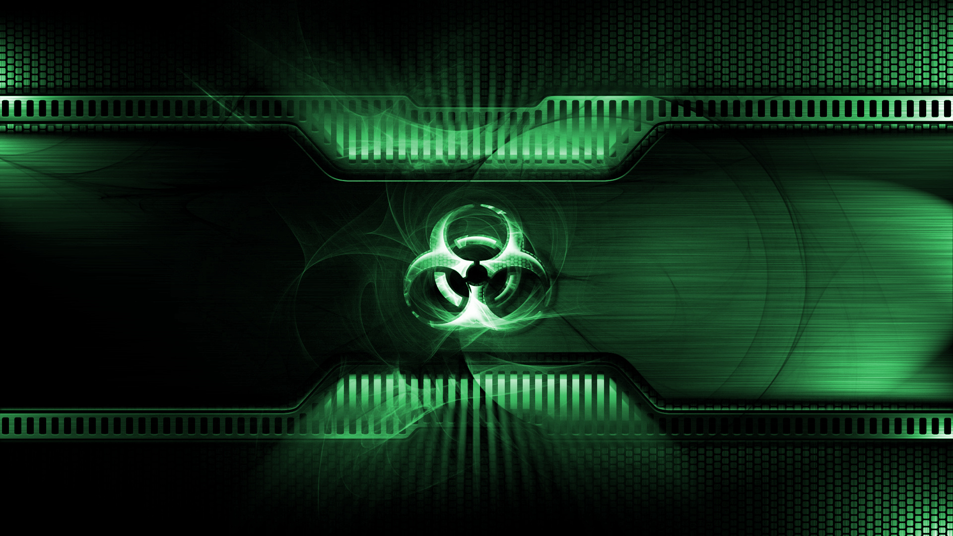 Green Biohazard: The symbol that was chosen due to the best score on nationwide testing for memorability. 1920x1080 Full HD Wallpaper.