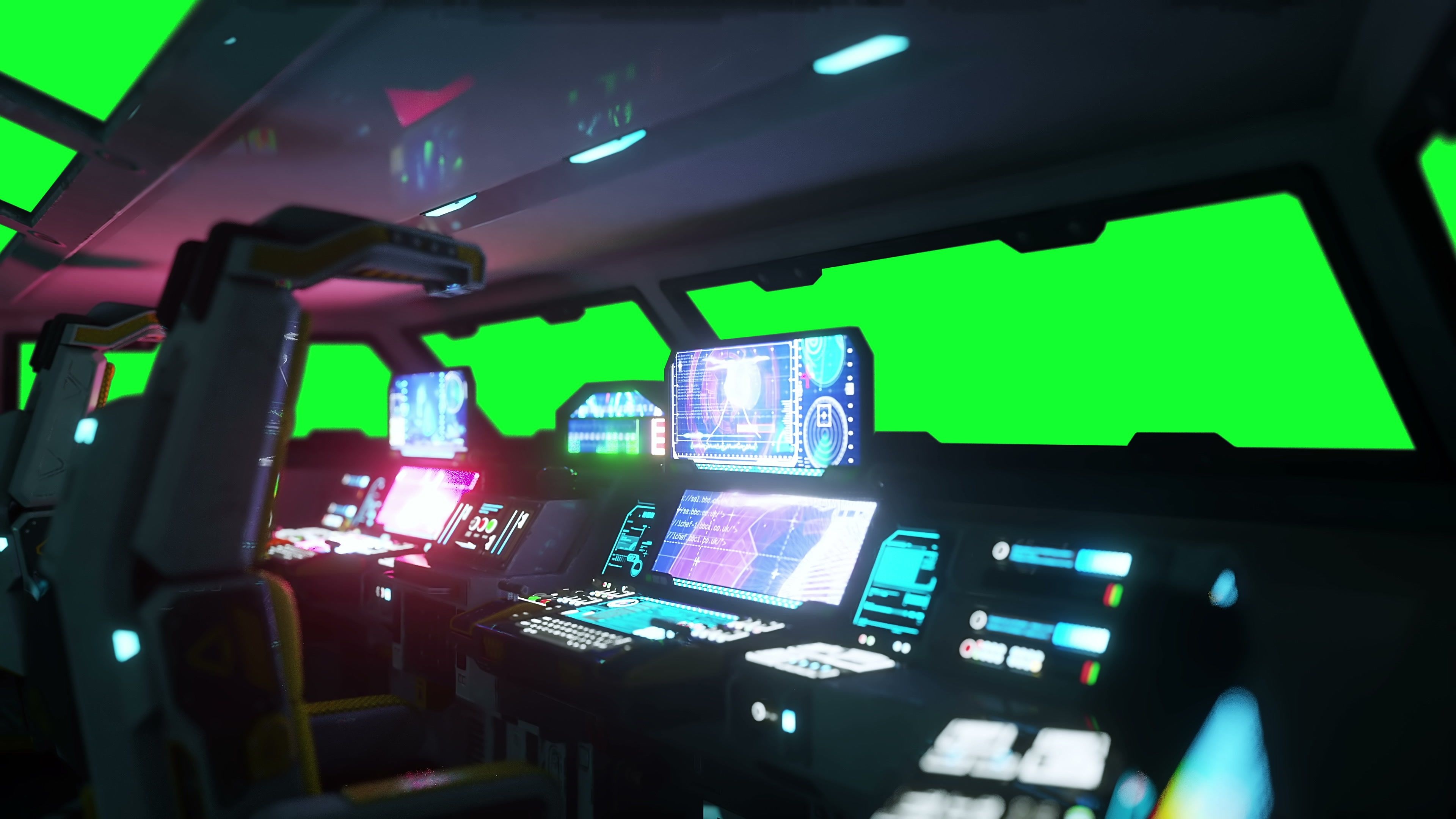 Green screen cockpit, Spacecraft control panel, Exciting sci-fi visuals, Futuristic experience, 3840x2160 4K Desktop