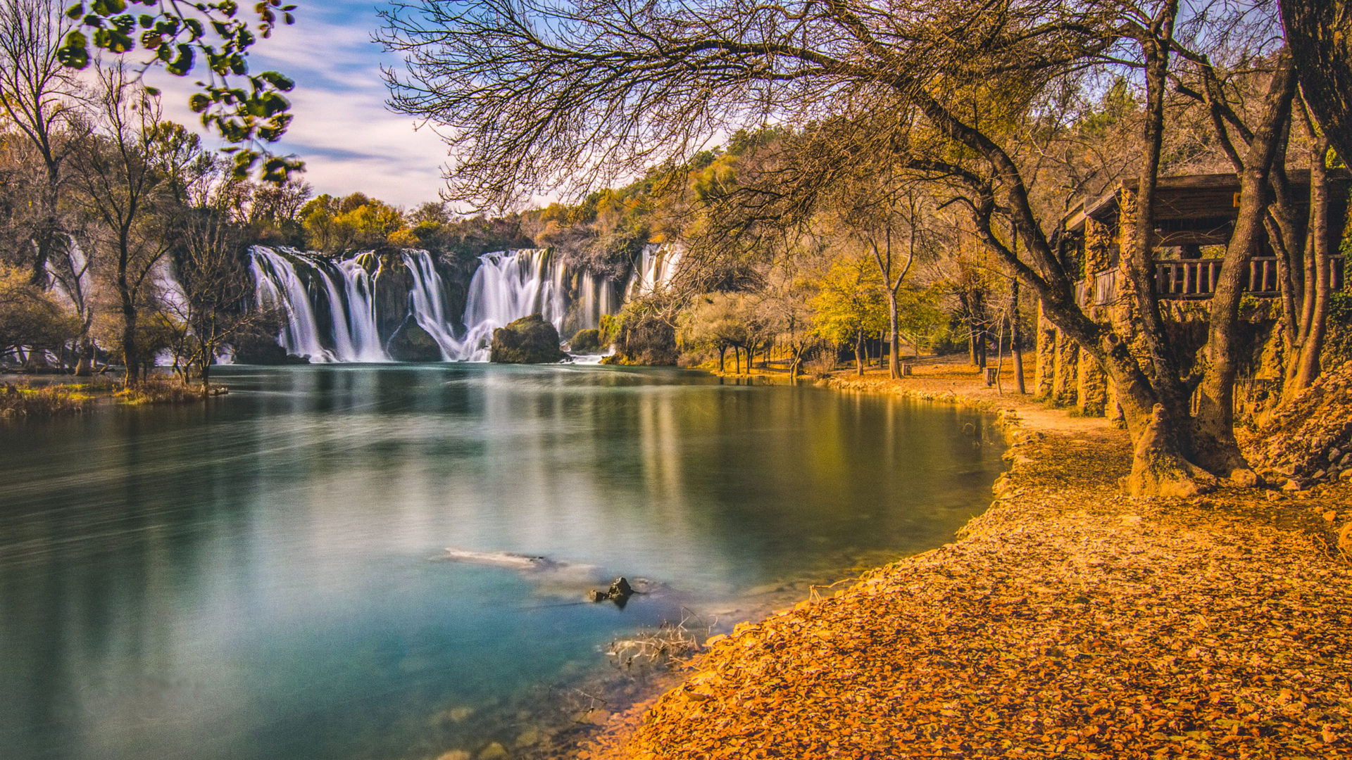 Kravice Waterfall, Autumn landscapes, Natural wonder, Peaceful setting, 1920x1080 Full HD Desktop