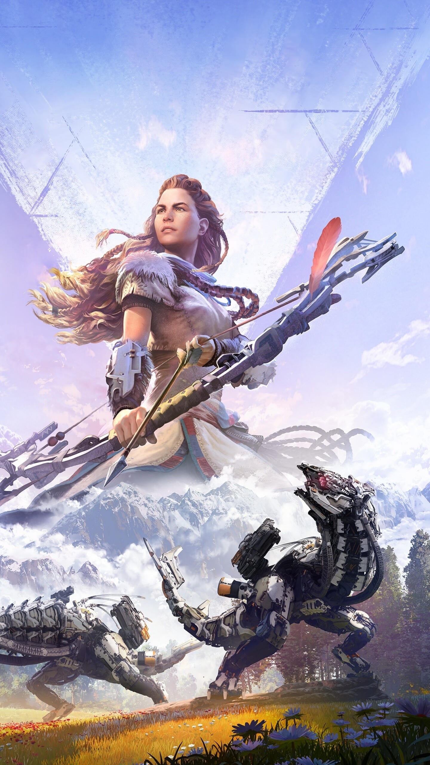 Horizon Zero Dawn: Aloy, A fictional character and protagonist of the 2017 video game. 1440x2560 HD Background.