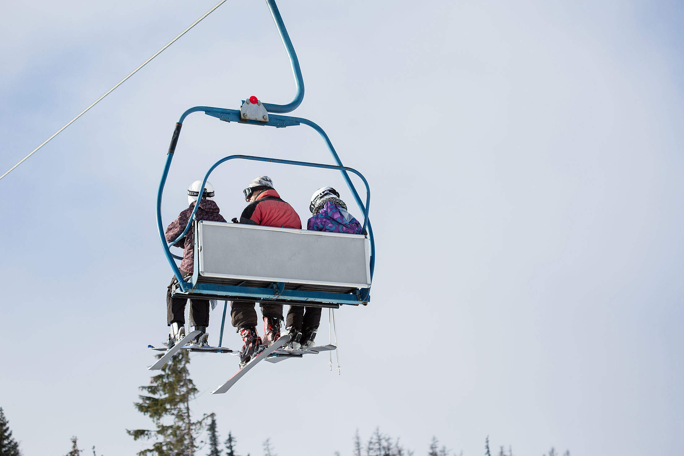 Three skiers, Ski lift, Winter adventure, Free stock photo, 2210x1480 HD Desktop