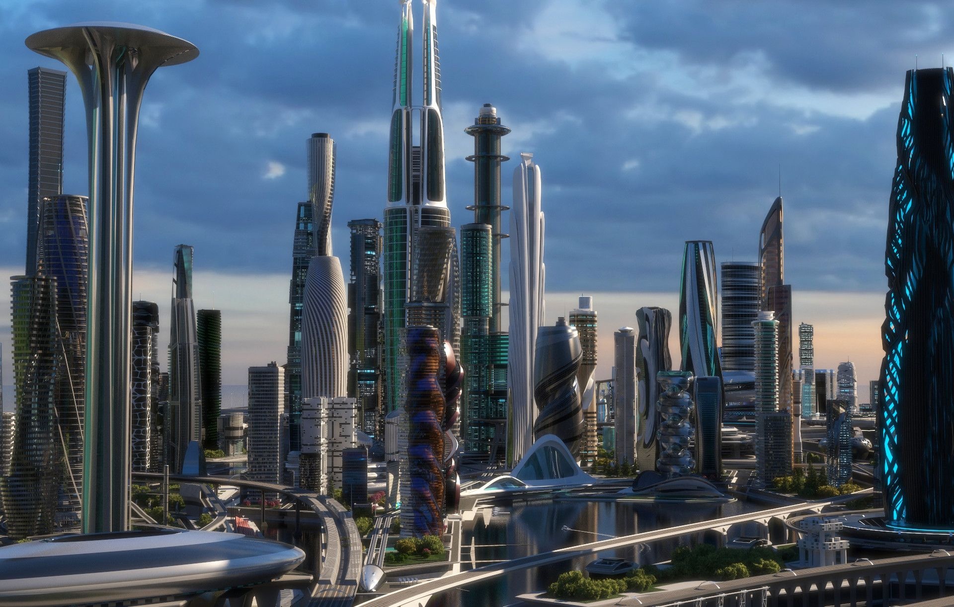 Future city concept, Dovjan D. artwork, Original artwork, Sci-fi cityscape, 1920x1230 HD Desktop