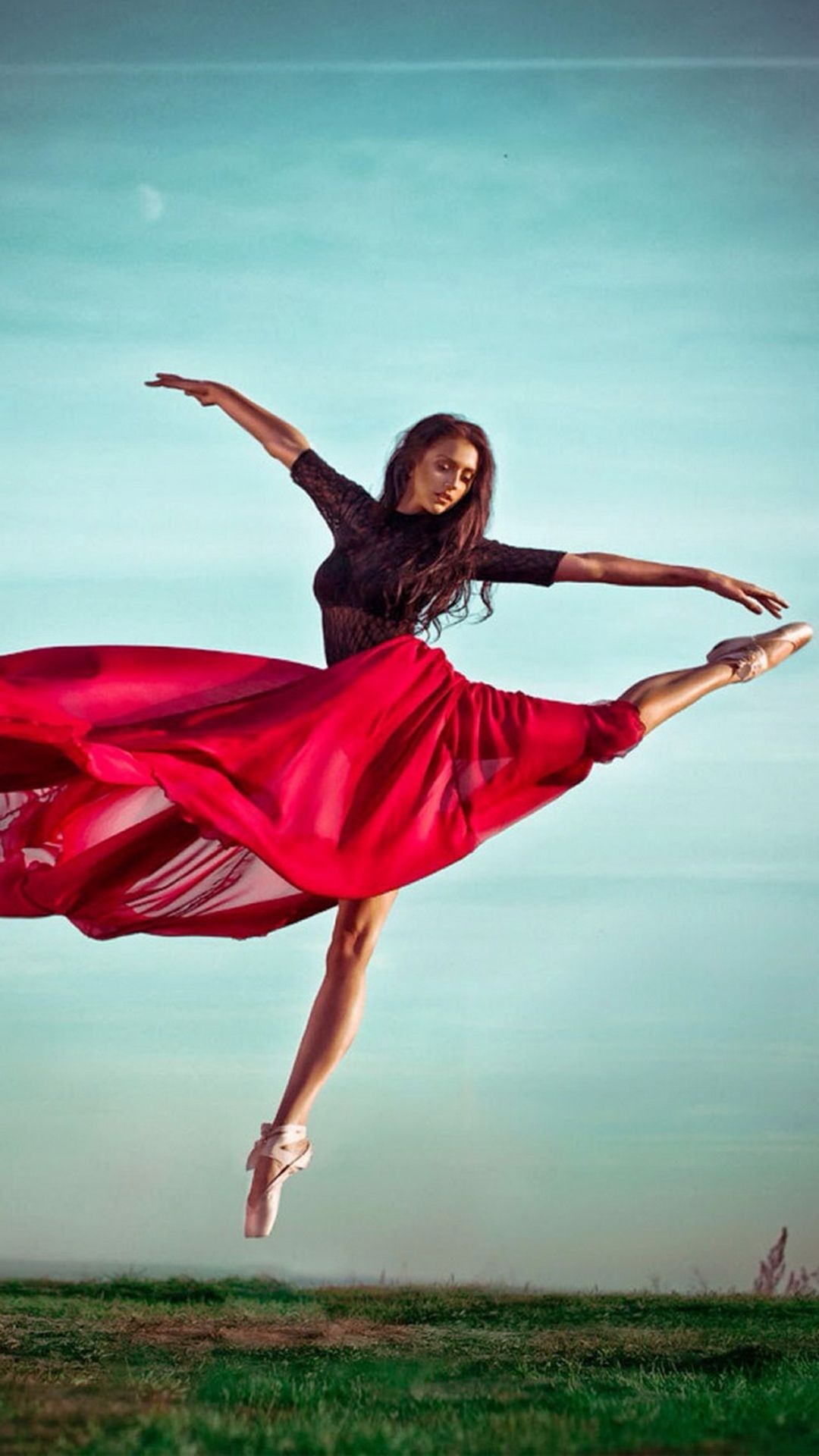 Ballet: Dance move, Soubresaut, A single jump. 1080x1920 Full HD Background.