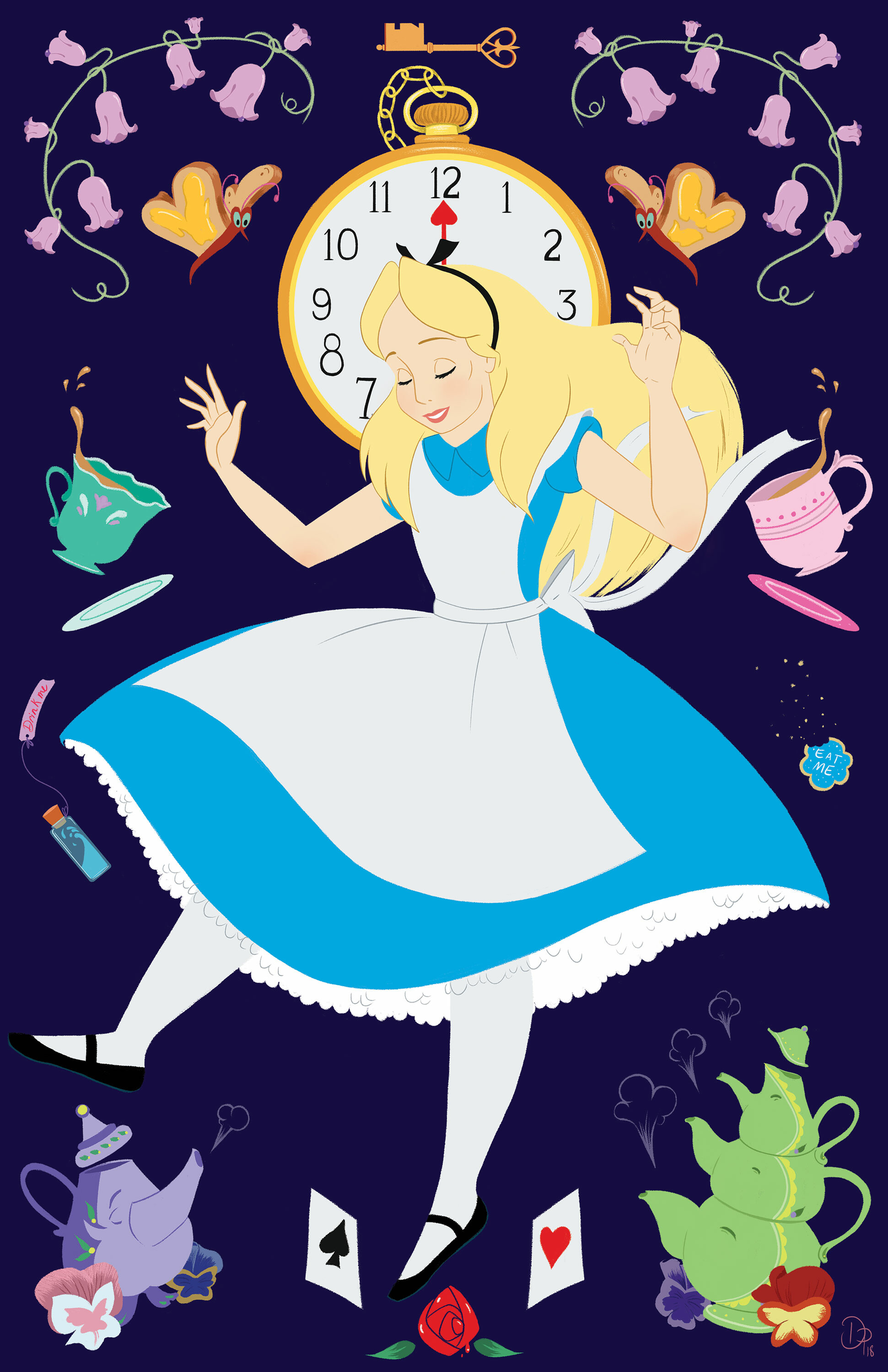 Alice In Wonderland (Cartoon): The thirteenth release of Disney's animated features, the film premiered on July, 1951. 1950x3000 HD Background.