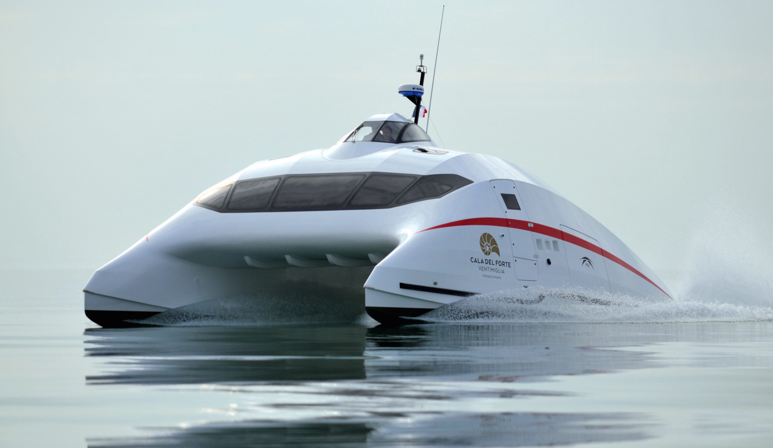 Catamaran: A2V, Aerodynamically stable design, Vessel. 2560x1490 HD Background.