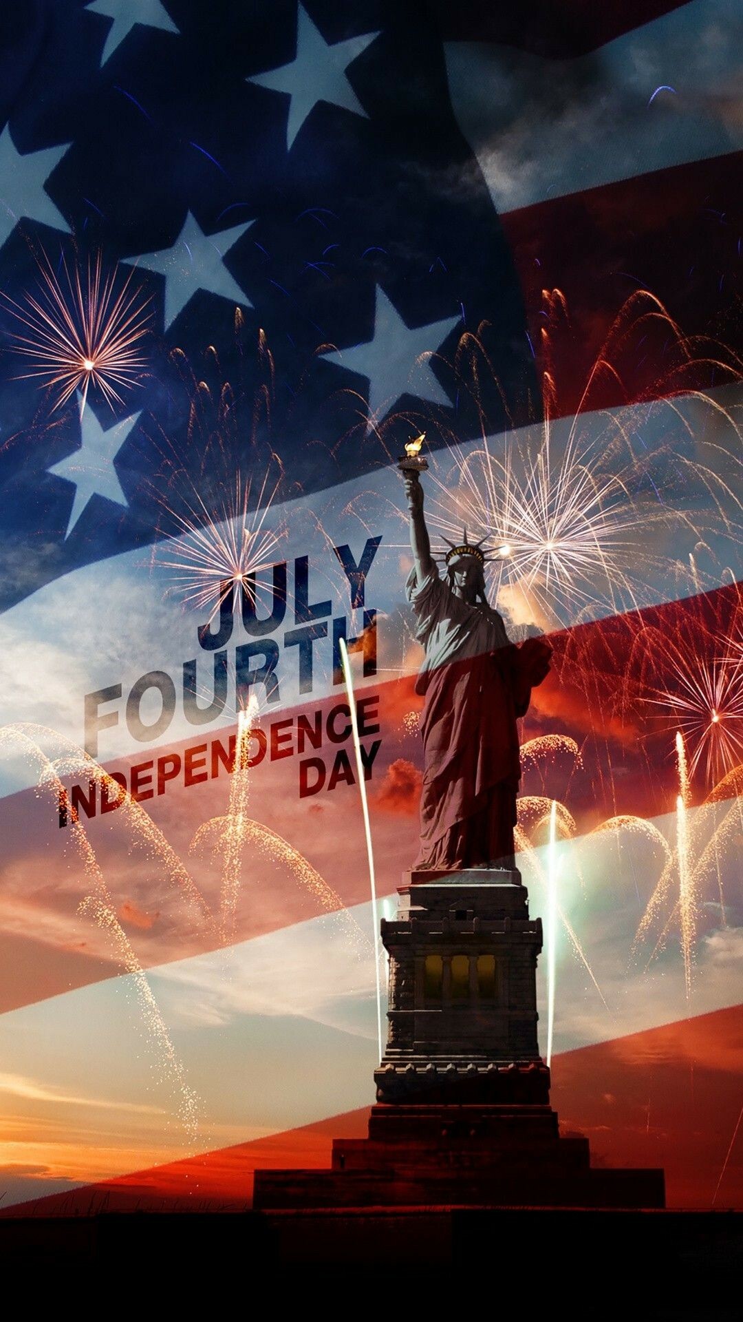 Independence Day (USA): 4th of July, Statue of Liberty, America's birthday. 1080x1920 Full HD Wallpaper.