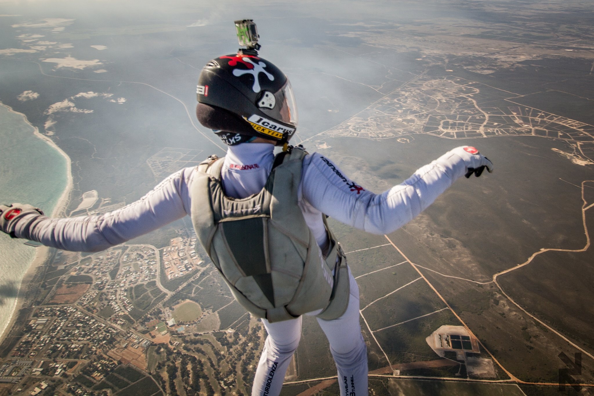 Skysurfing: Freestyle skydiving, Competitive skydiving discipline, Extreme team sport. 2050x1370 HD Background.
