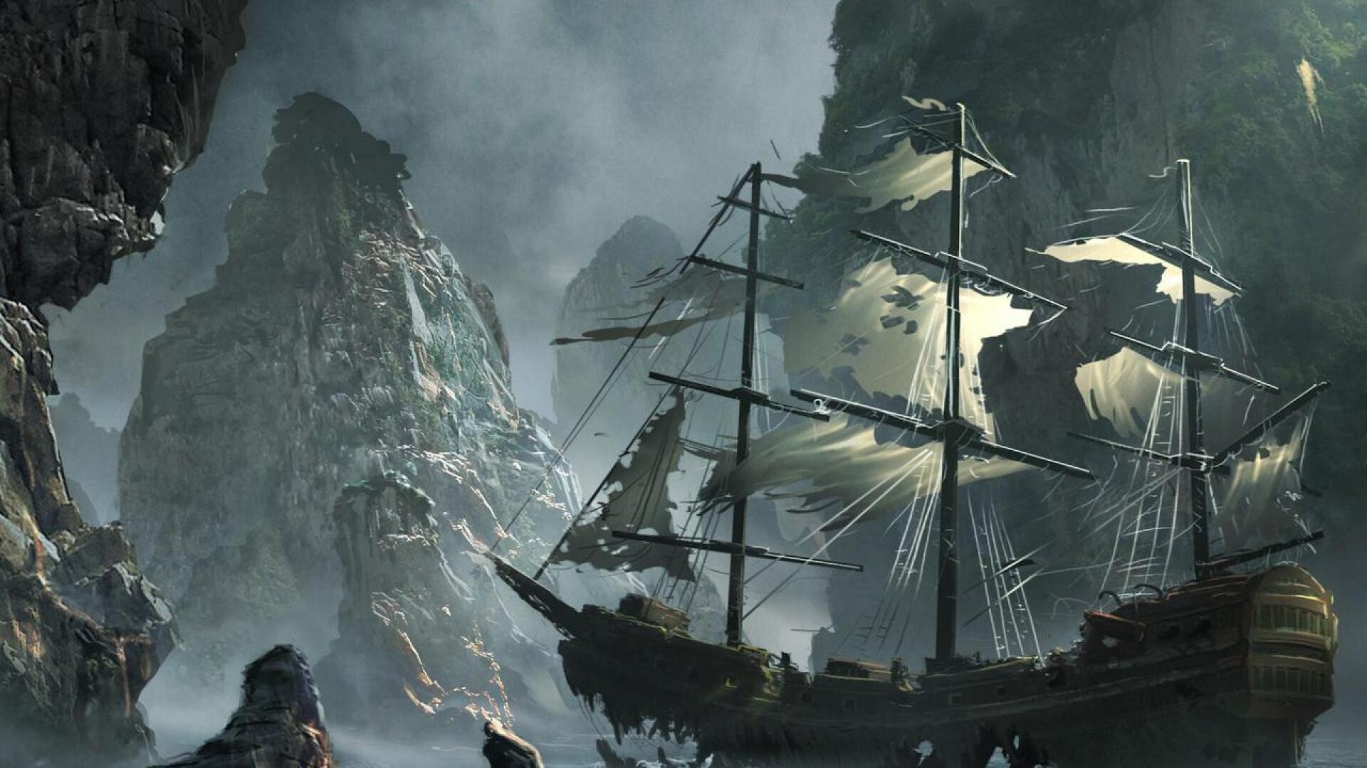 Ghost Ship: Vessels that are found with their crew missing or deceased. 1920x1080 Full HD Background.