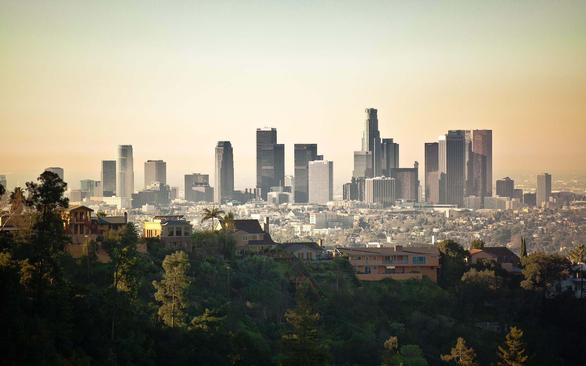 Los Angeles: LA, Skyline, California, United States. 1920x1200 HD Wallpaper.