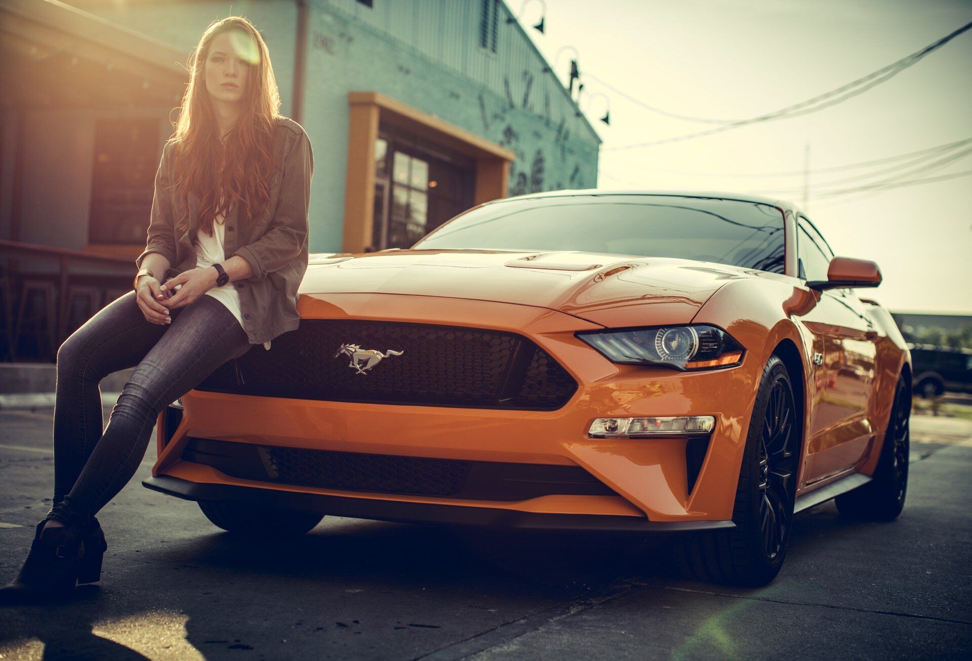 Girls and Muscle Cars: Mustang GT, A highly styled sporty coupe, Grill emblem, Running pony. 1920x1310 HD Wallpaper.