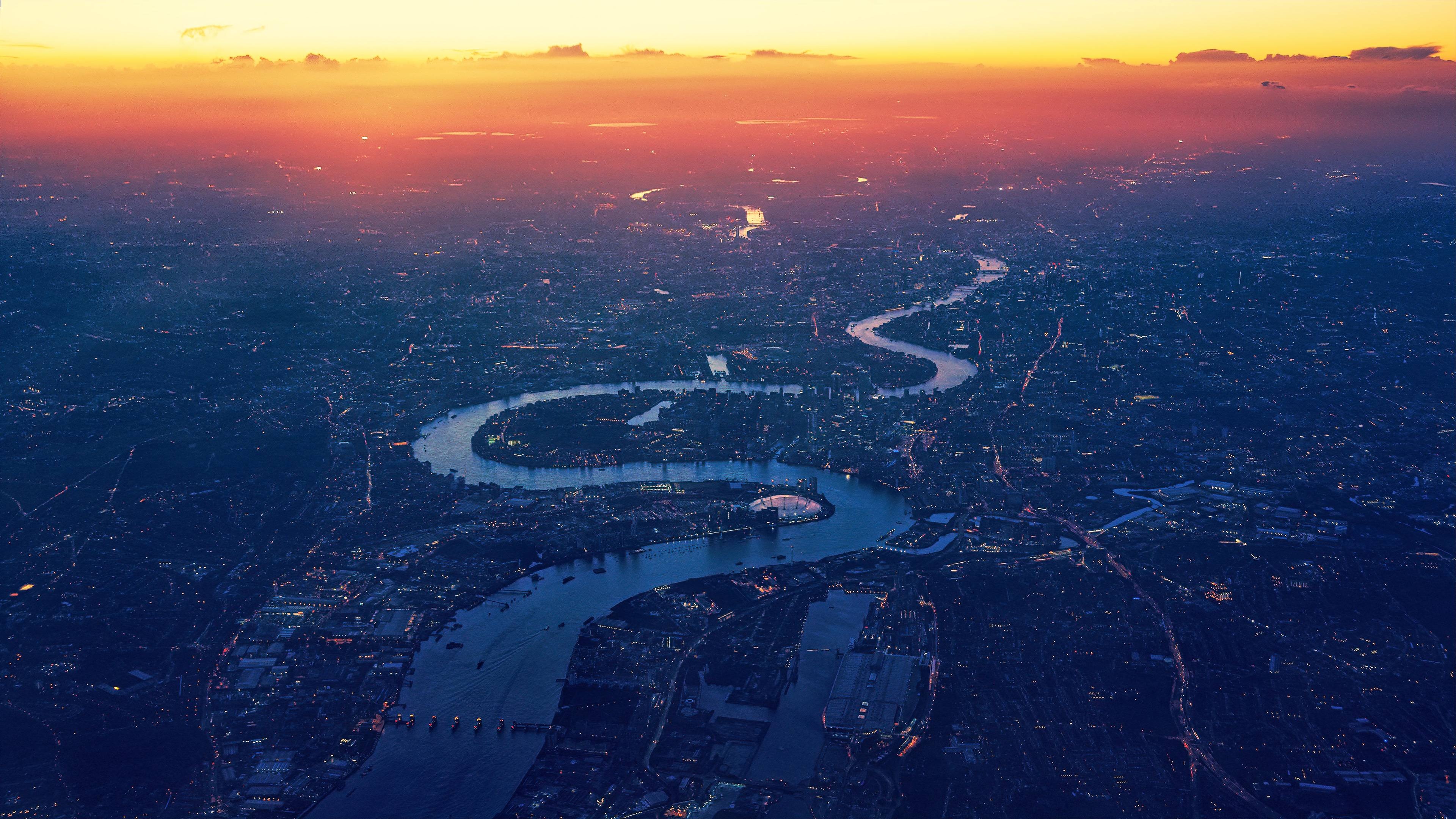 The River Thames, Aerial, London, Wallpapers, 3840x2160 4K Desktop