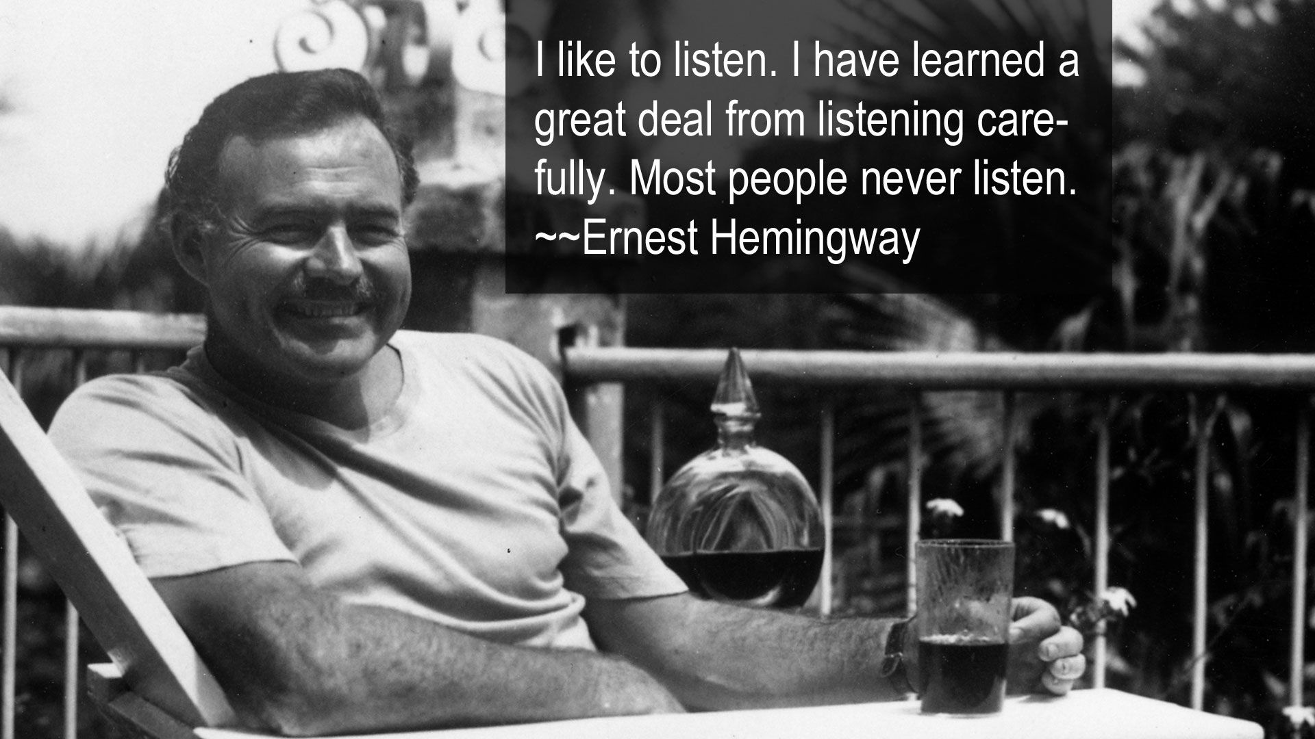 Ernest Hemingway, Truly listen, Understand video, Well literature, 1920x1080 Full HD Desktop