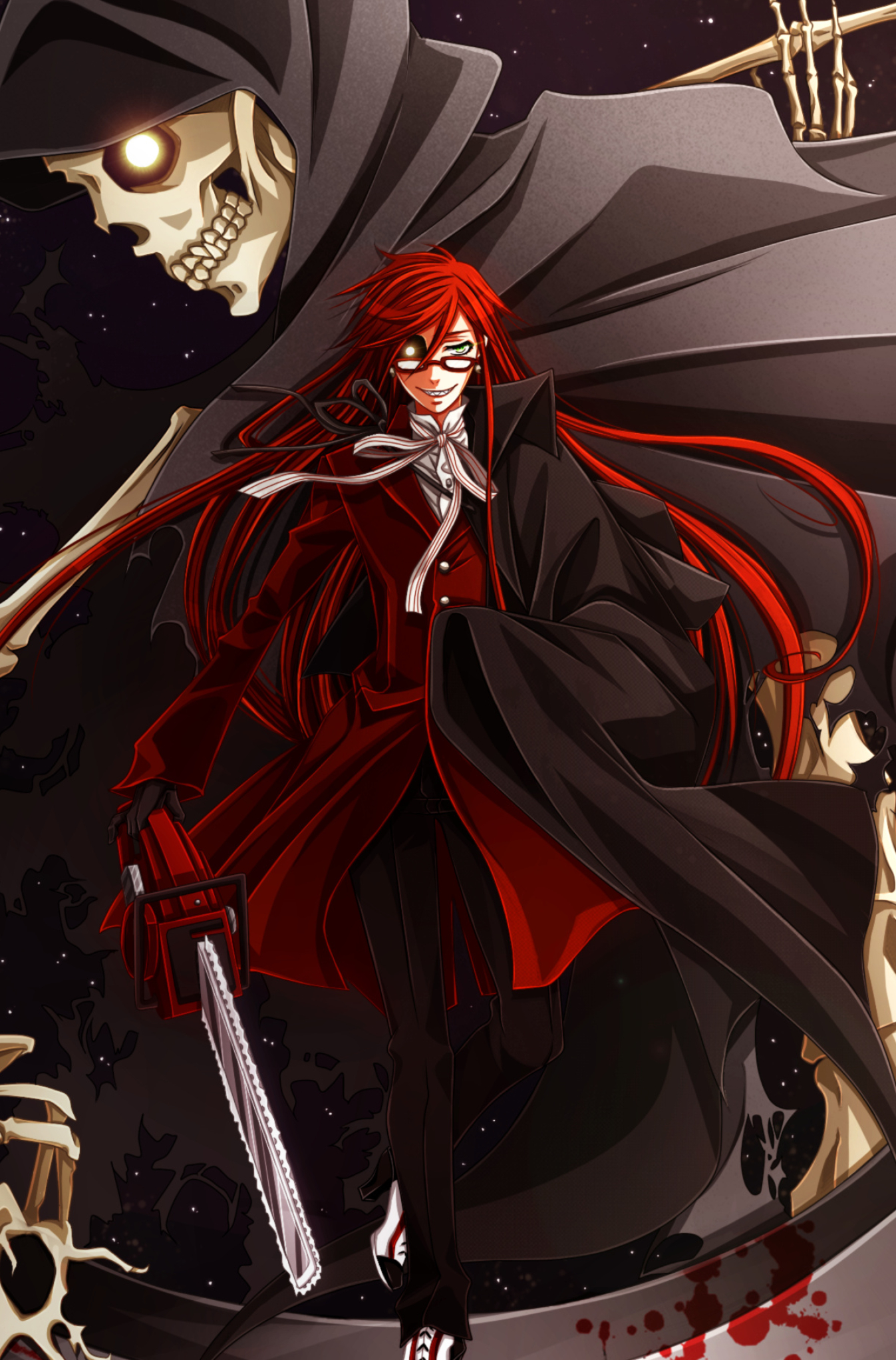 Grell Sutcliff: A twenty-four-episode anime television series adaption, produced by A-1 Pictures. 1350x2050 HD Background.