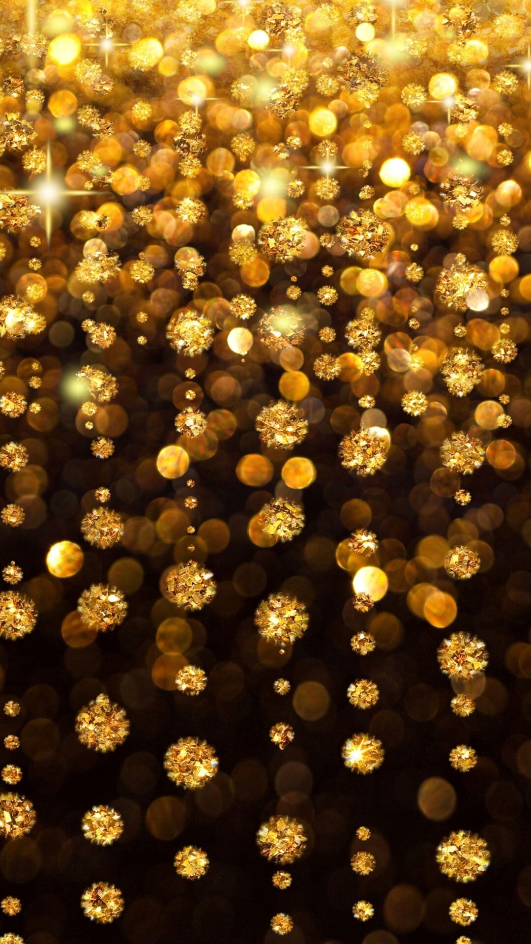 Gold Lights: Light shining through blurred frosted window glass, Glitter sparkle blurred lights. 1080x1920 Full HD Wallpaper.