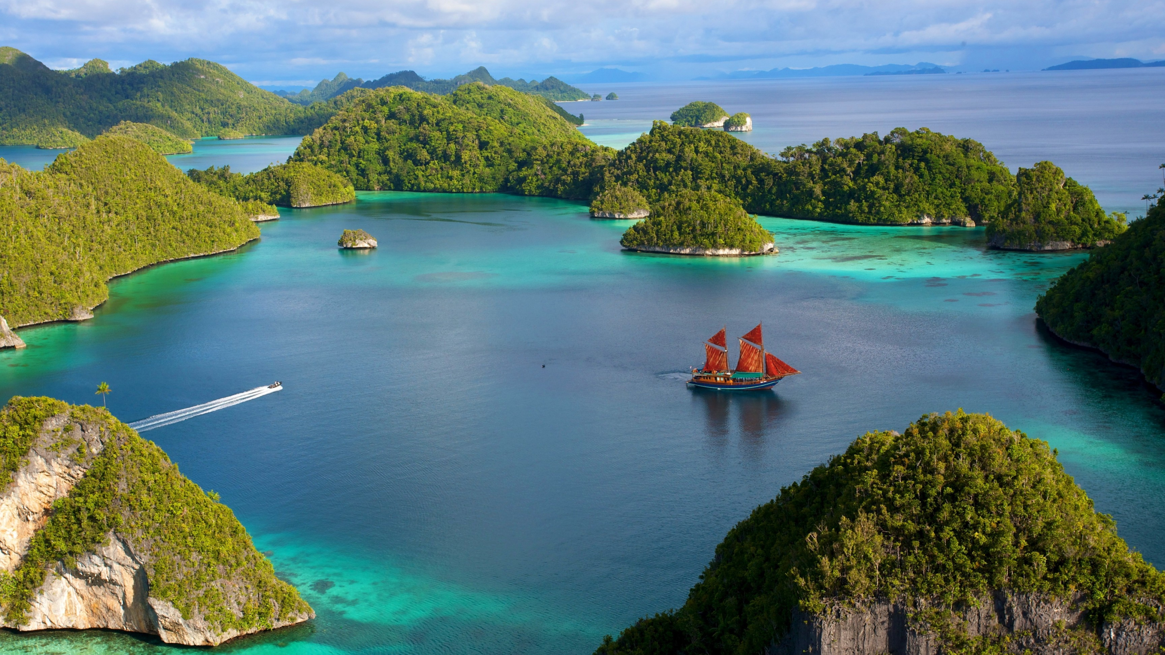 Lake Toba, Tranquil waters, Captivating sailing ship, Nature's tranquility, 3840x2160 4K Desktop
