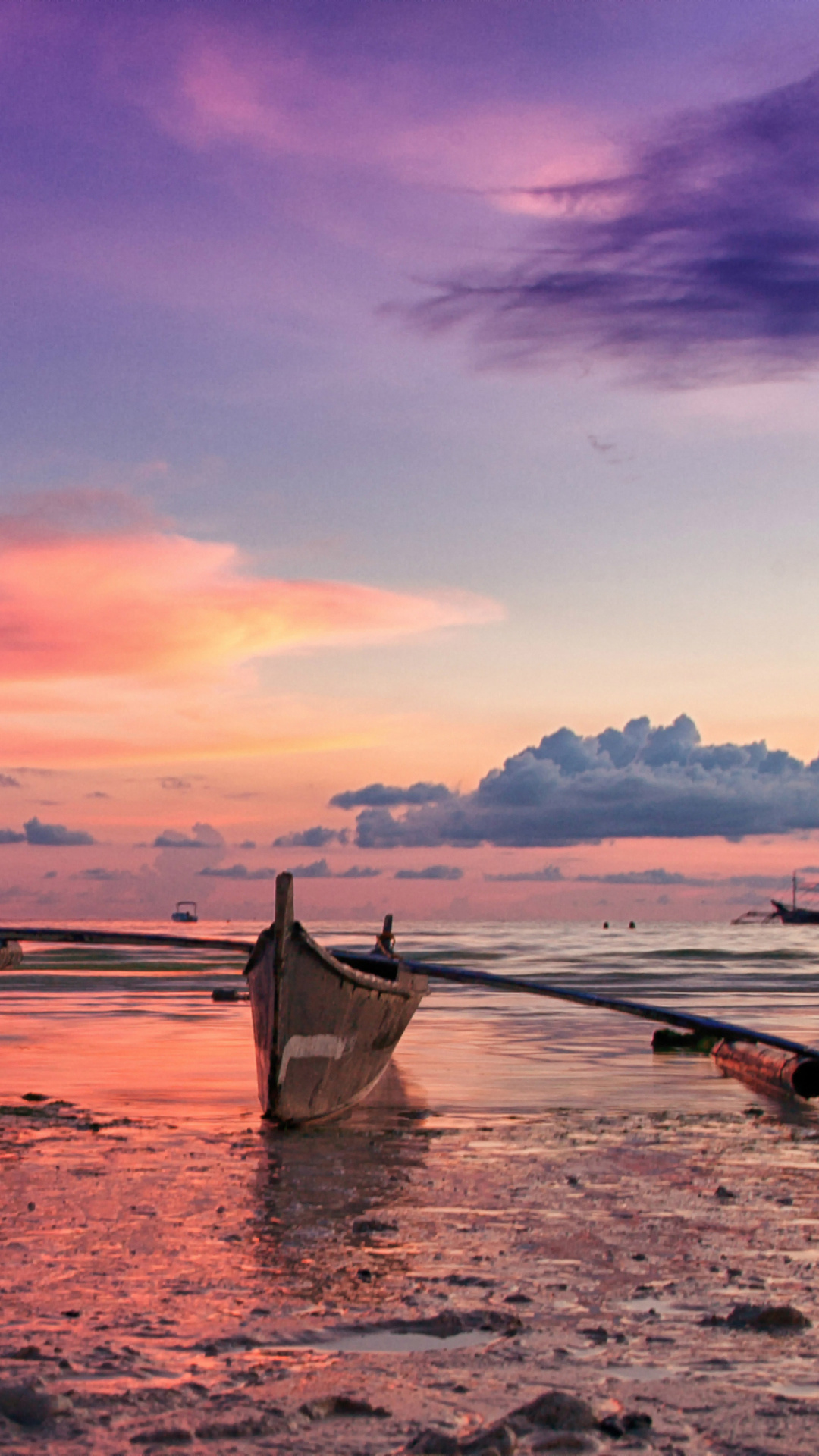 Pink sunset, Beach bliss, Nokia Lumia wallpaper, Tranquil scenery, 1080x1920 Full HD Phone