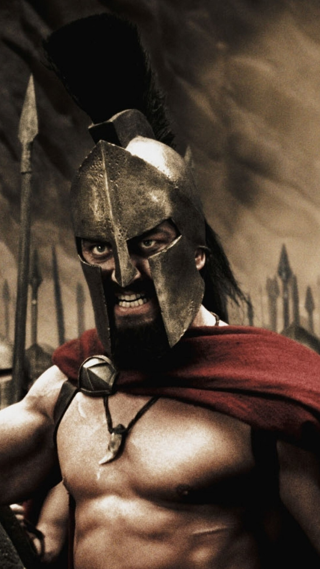 Sparta: Gerard Butler as King Leonidas in an American epic action movie, Warrior society in ancient Greece. 1080x1920 Full HD Background.