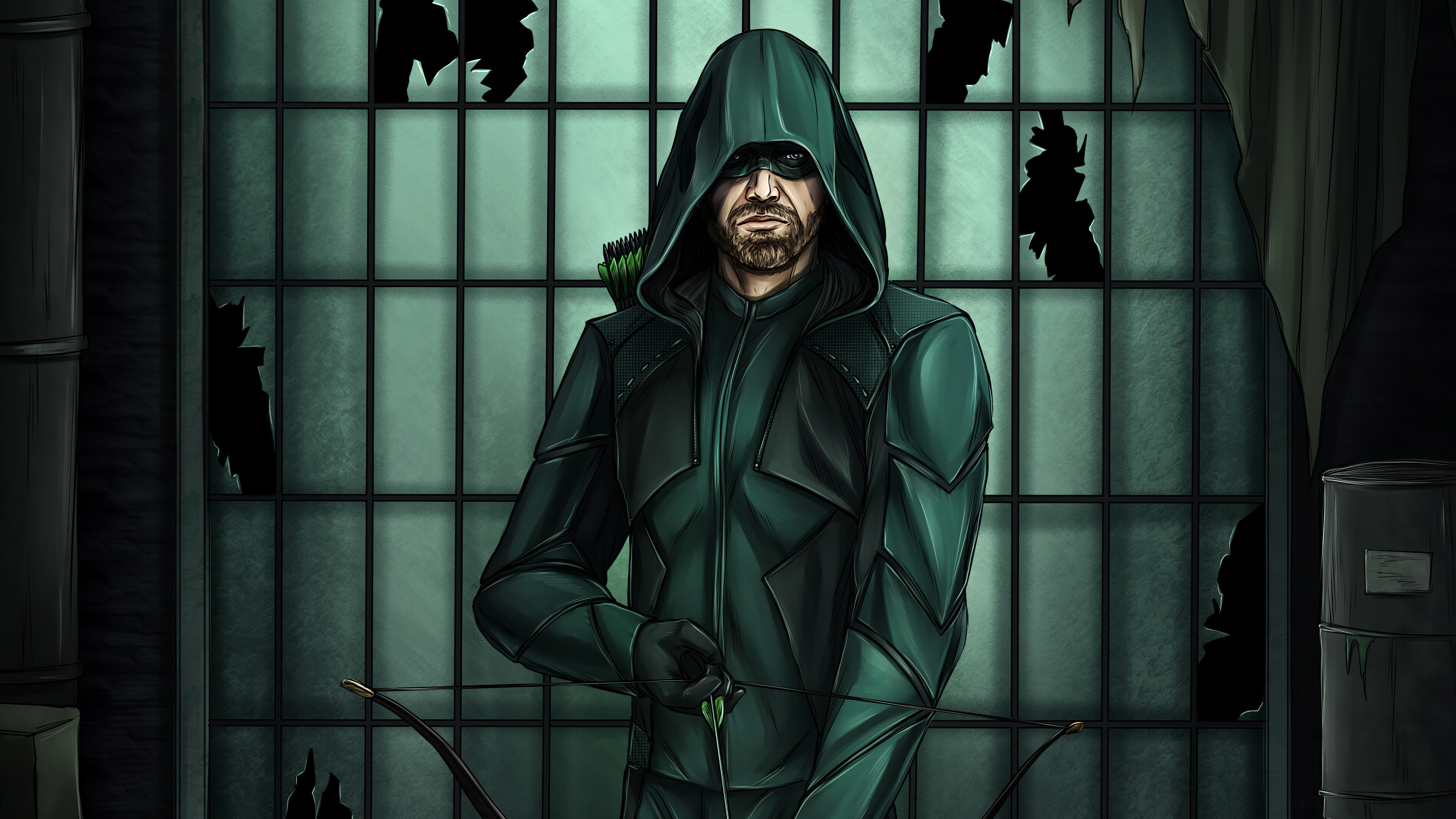 Green Arrow: Billionaire Oliver Queen uses both his wealth and his unmatched archery skills. 3800x2140 HD Wallpaper.