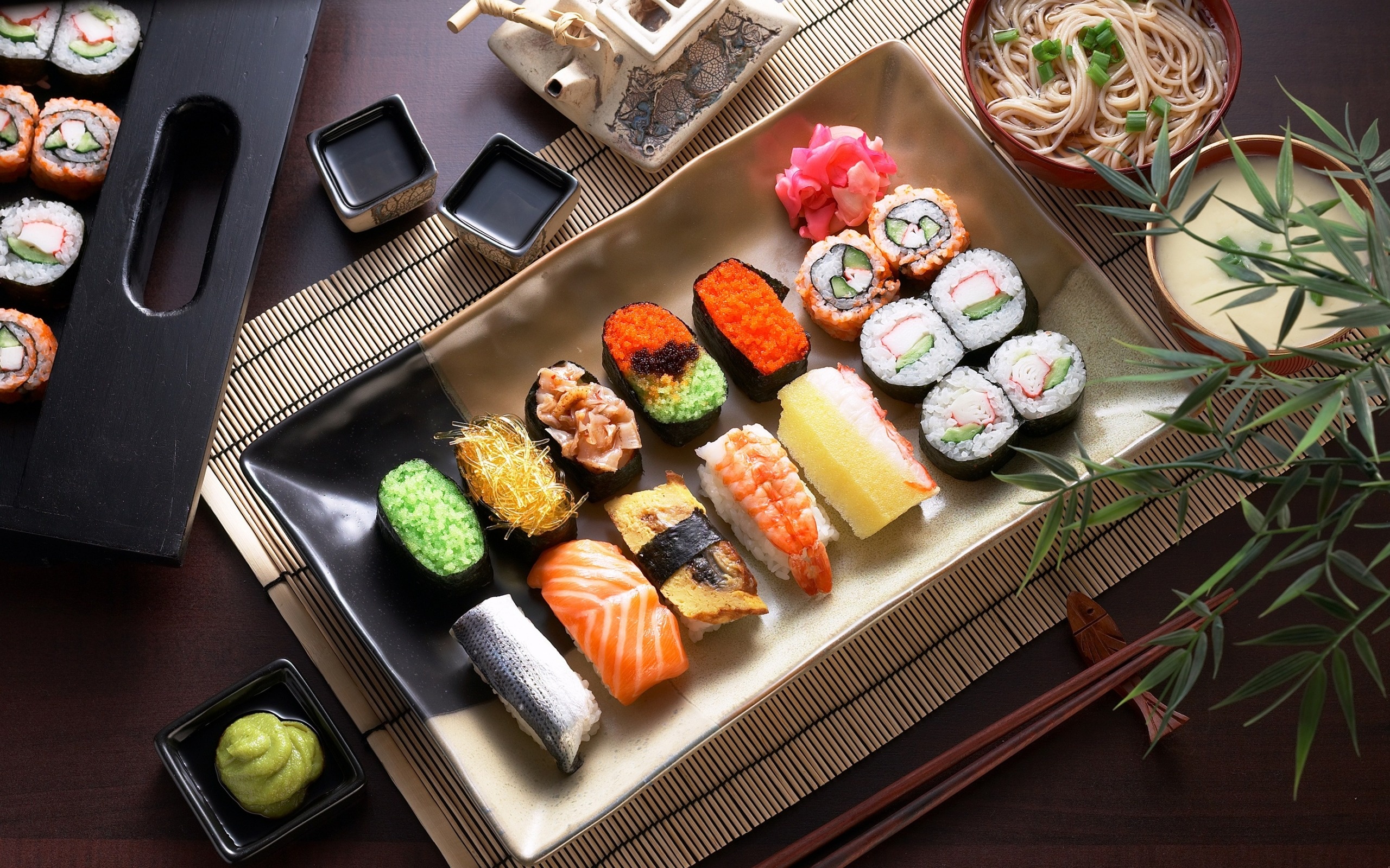 Sushi: Japanese food, Rolls, Nigiri, Gunkany, Poppies, Uramaki. 2560x1600 HD Background.